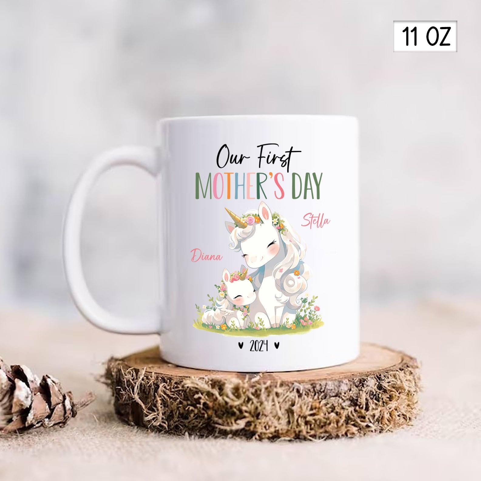 Mom And Baby Unicorn Mug, Our First Mothers Day Cup For Mom, Custom Mummy & Baby Unicorn Coffee Cup, Personalized Unicorn Lover