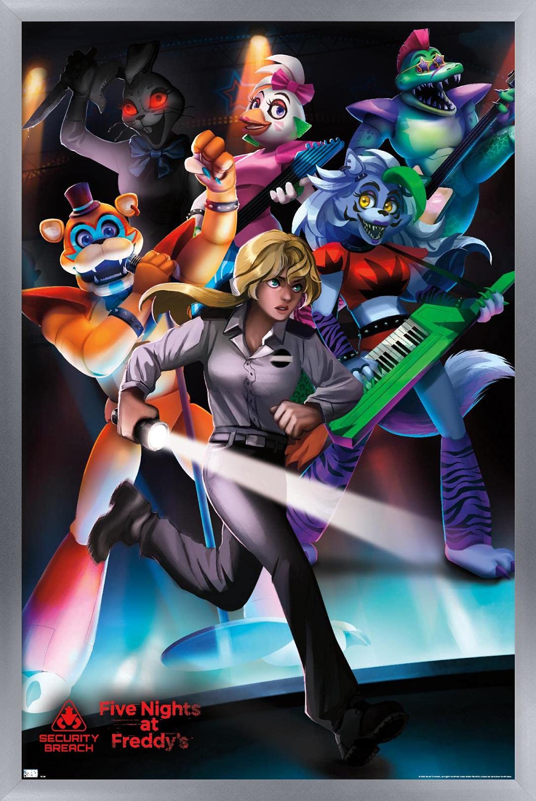 Trends International Five Nights At Freddy'S: Security Breach - Group Wall Poster, 22.375'' X 34'', Silver Framed Version