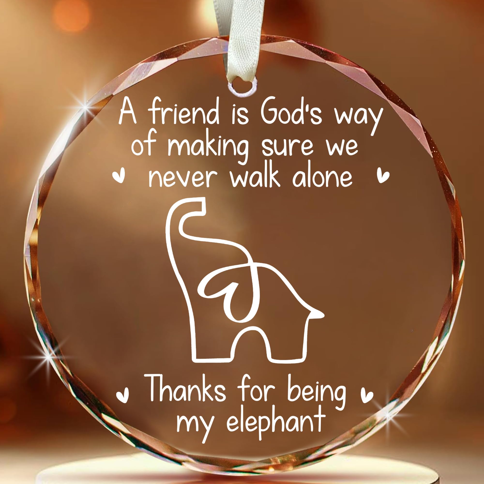MALFIRST Friendship Elephant Ornament - A Friend is God's Way Ornament, Elephant Friendship Gifts, Friend Elephants Decor Gift, 
