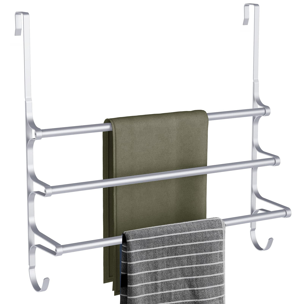 Canyave Over The Door Towel Rack, Triple Towel Storage Holder With Hooks, 23.62 Inches Towel Bar Hanger Towel Racks For Bathroom