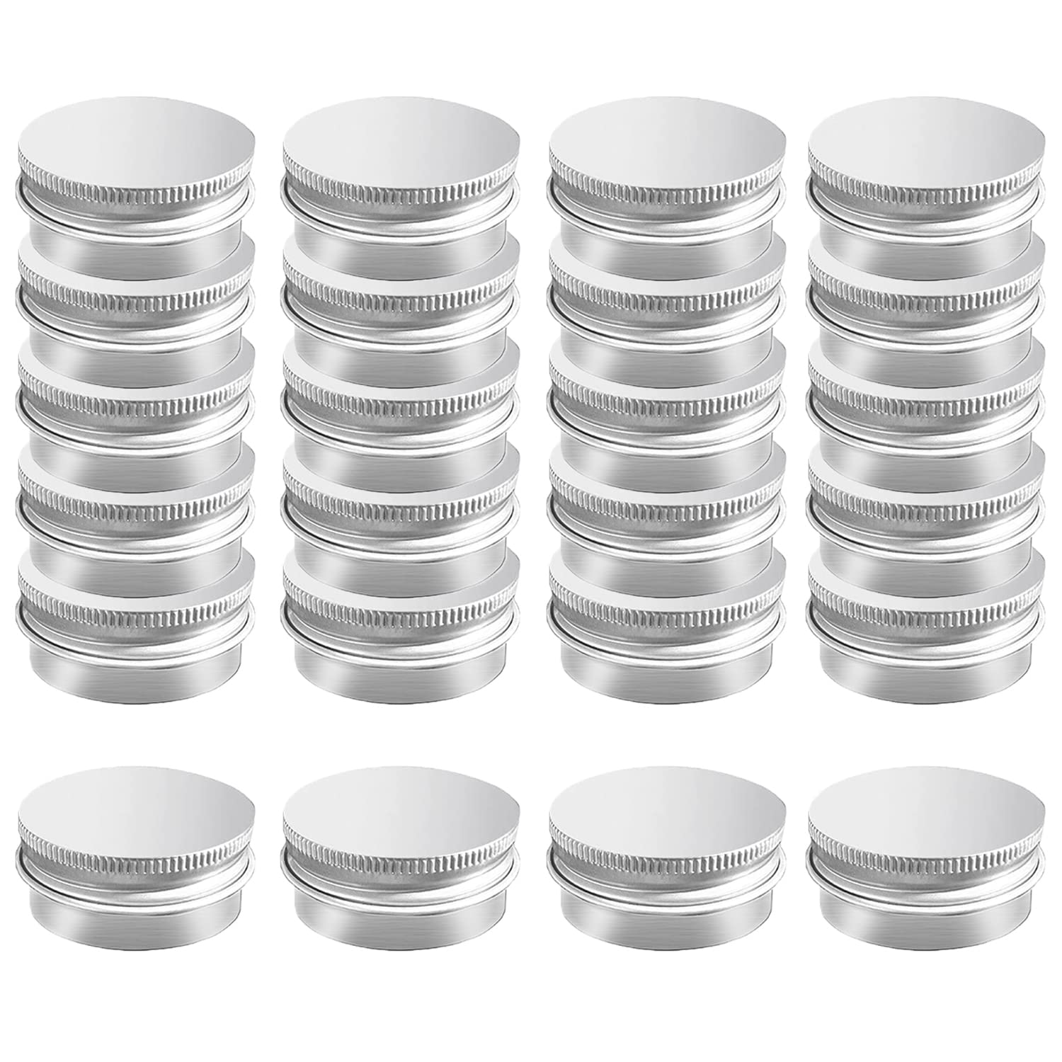 20 Pack 1 Oz Aluminum Tin Jar With Screw Lid 30 Ml Round Refillable Containers