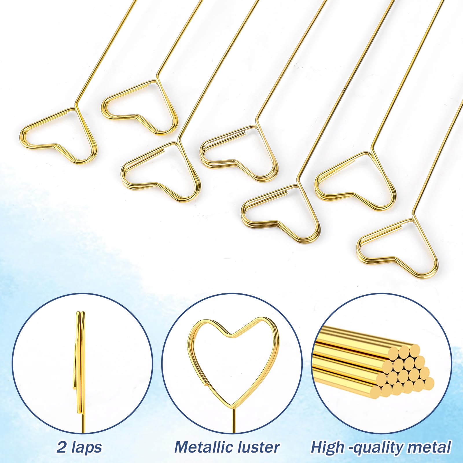 40Pcs Floral Picks Metal Floral Place Card Holder, Floral Card Holder Picks, Heart Loop Picture Holders, Flower Card Holder Stic