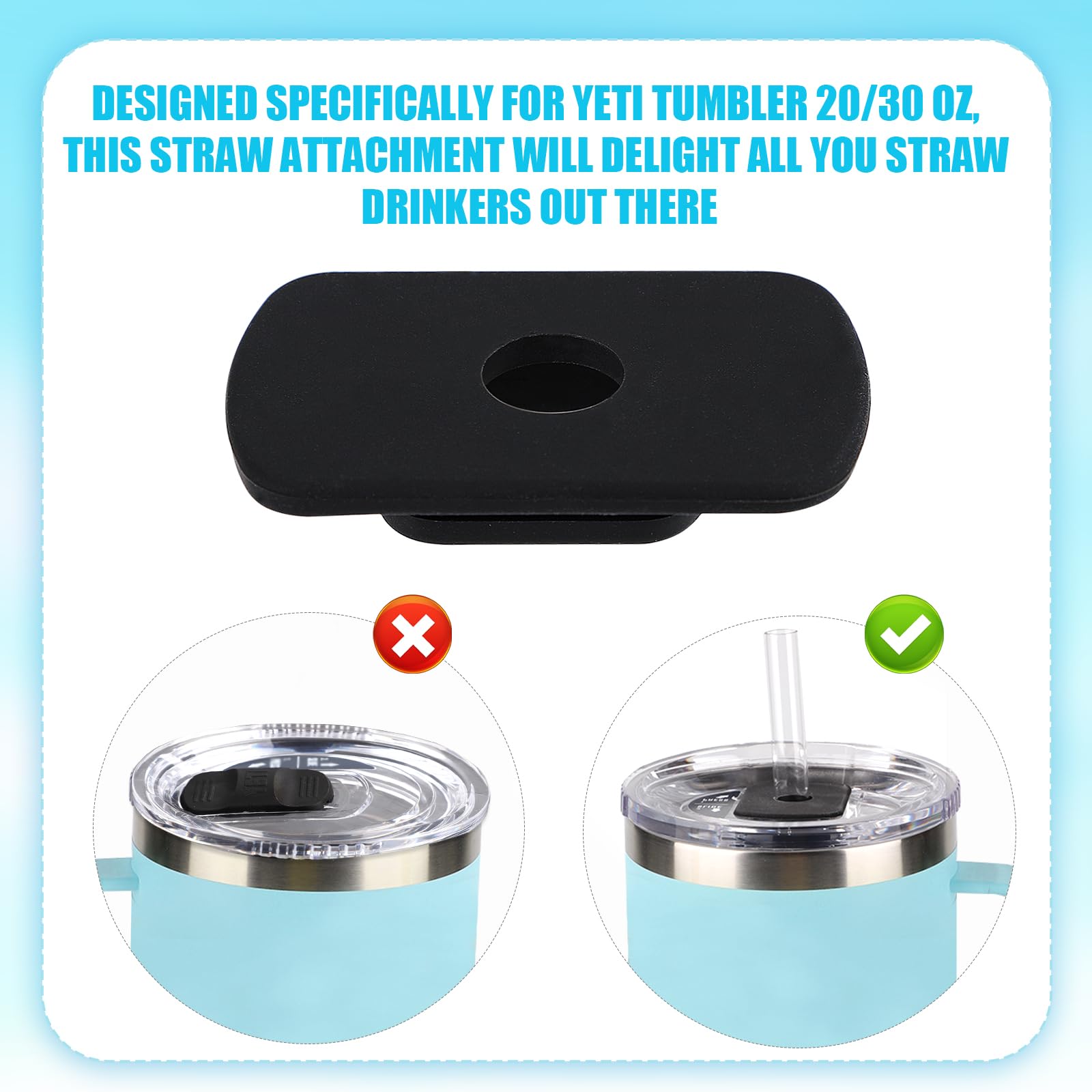 3Pcs Replacement Slider Compatible With Yeti 20Oz 30Oz Tumbler Bpa-Free Straw Lid Accessories For Yeti Magslider/Stronghold Stra