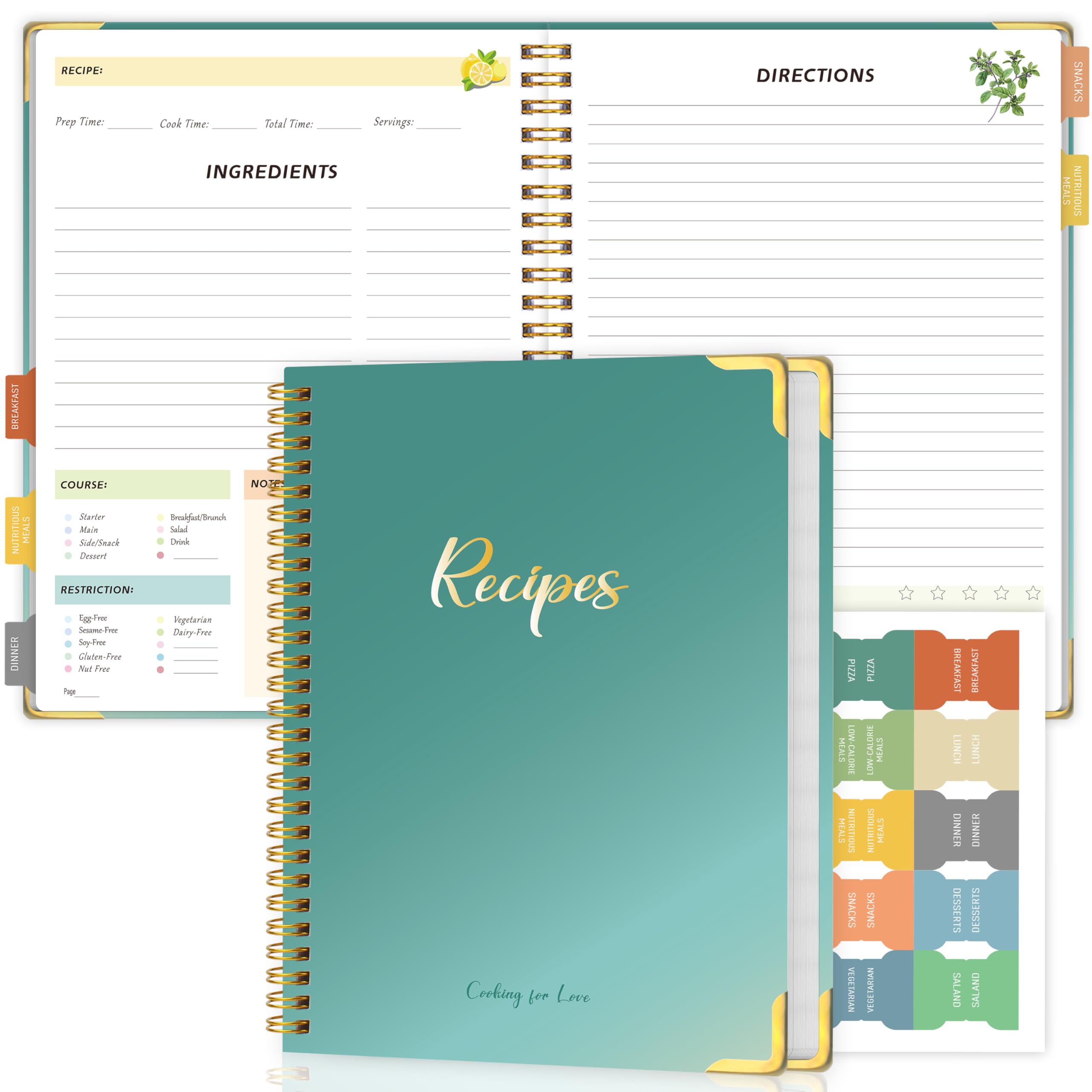 Recipe Book to Write in Your Own Recipes, Blank Cookbook, 7.5x9.5