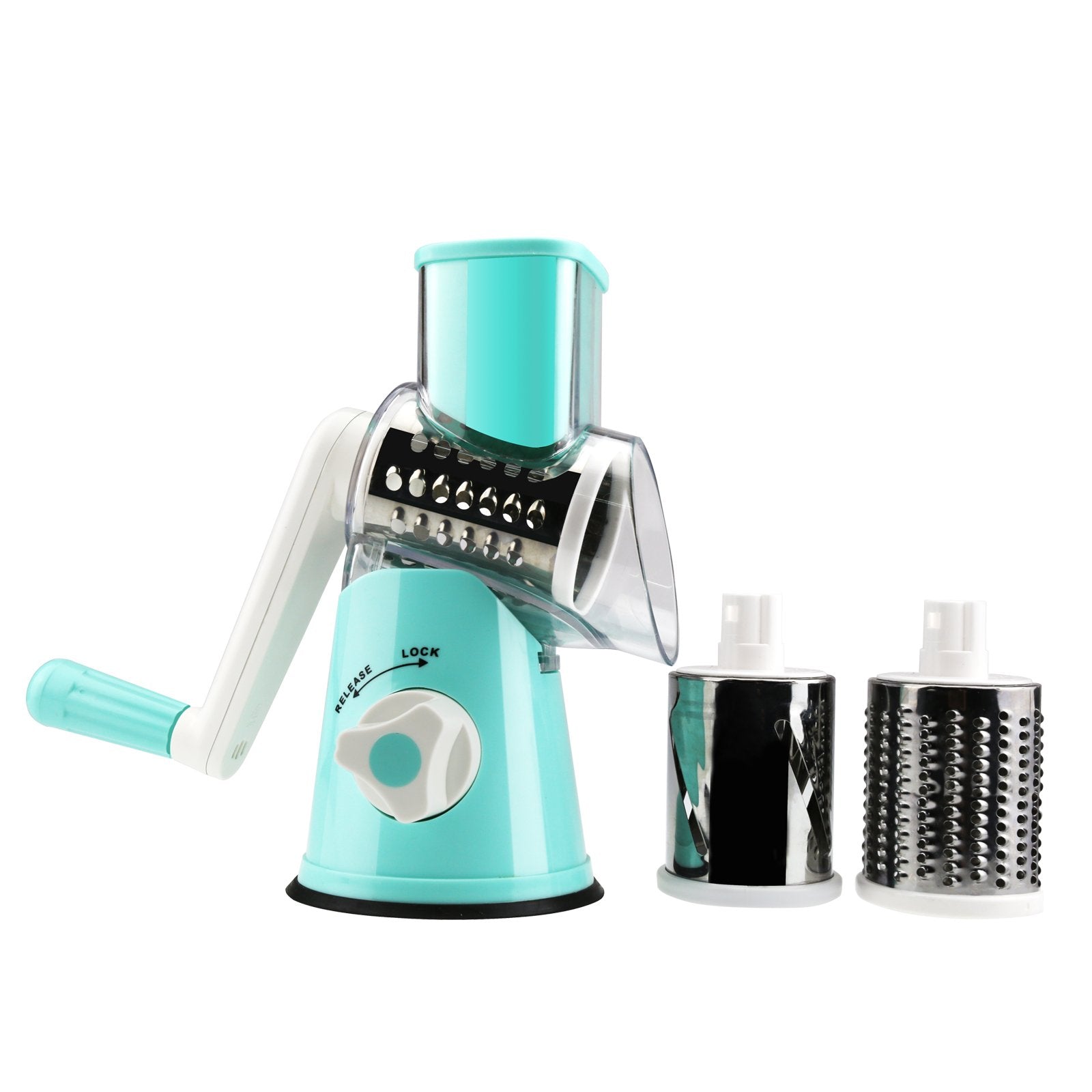 Round Mandoline Drum Slicer Rotary Cheese Grater Veggie Slicer Vegetable Carrot Shredder Nut Chopper Blue