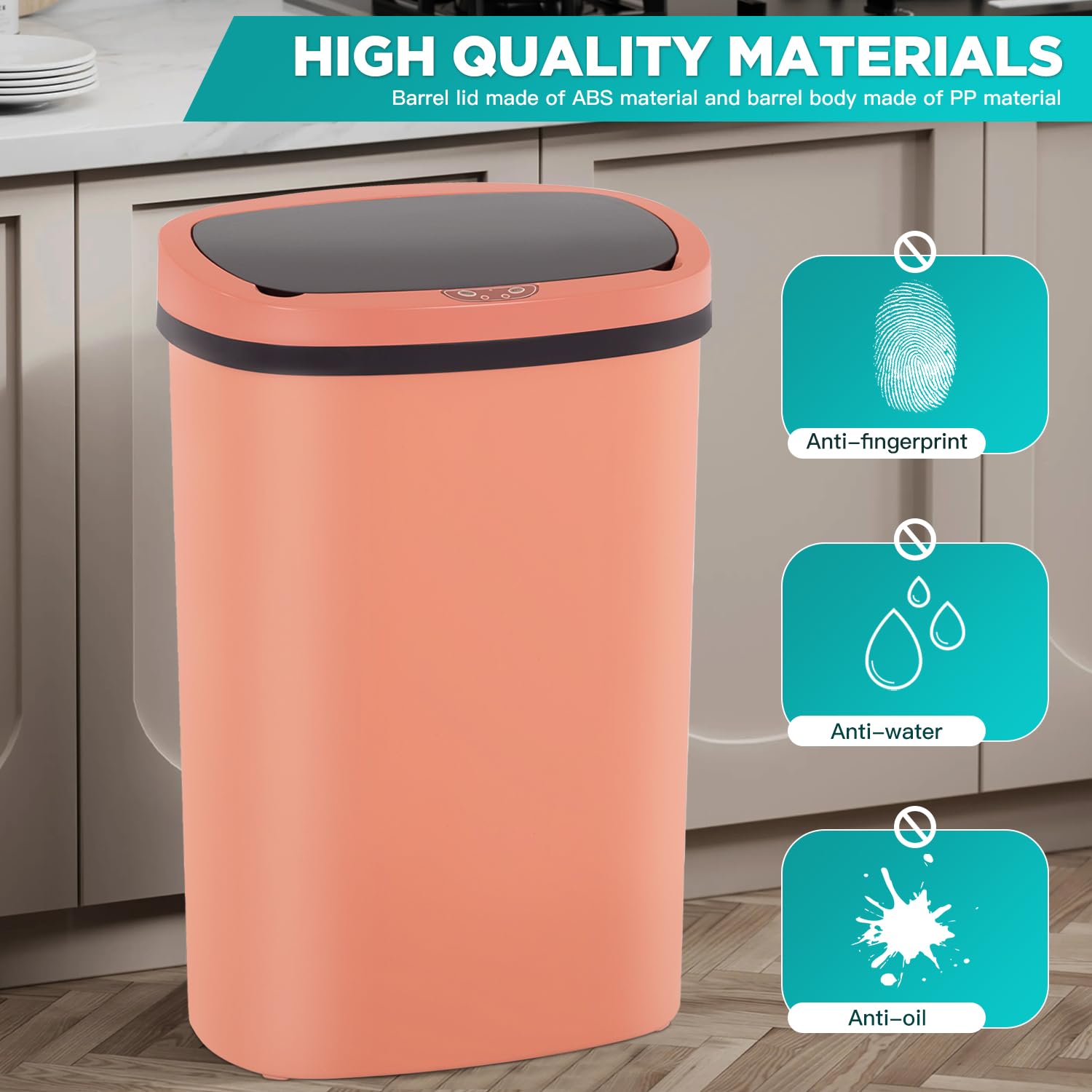 Paylesshere 13 Gallon Trash Can Kitchen Trash Can Automatic Garbage Can With Lid Touch Free High-Capacity Motion Sensor For Kitc