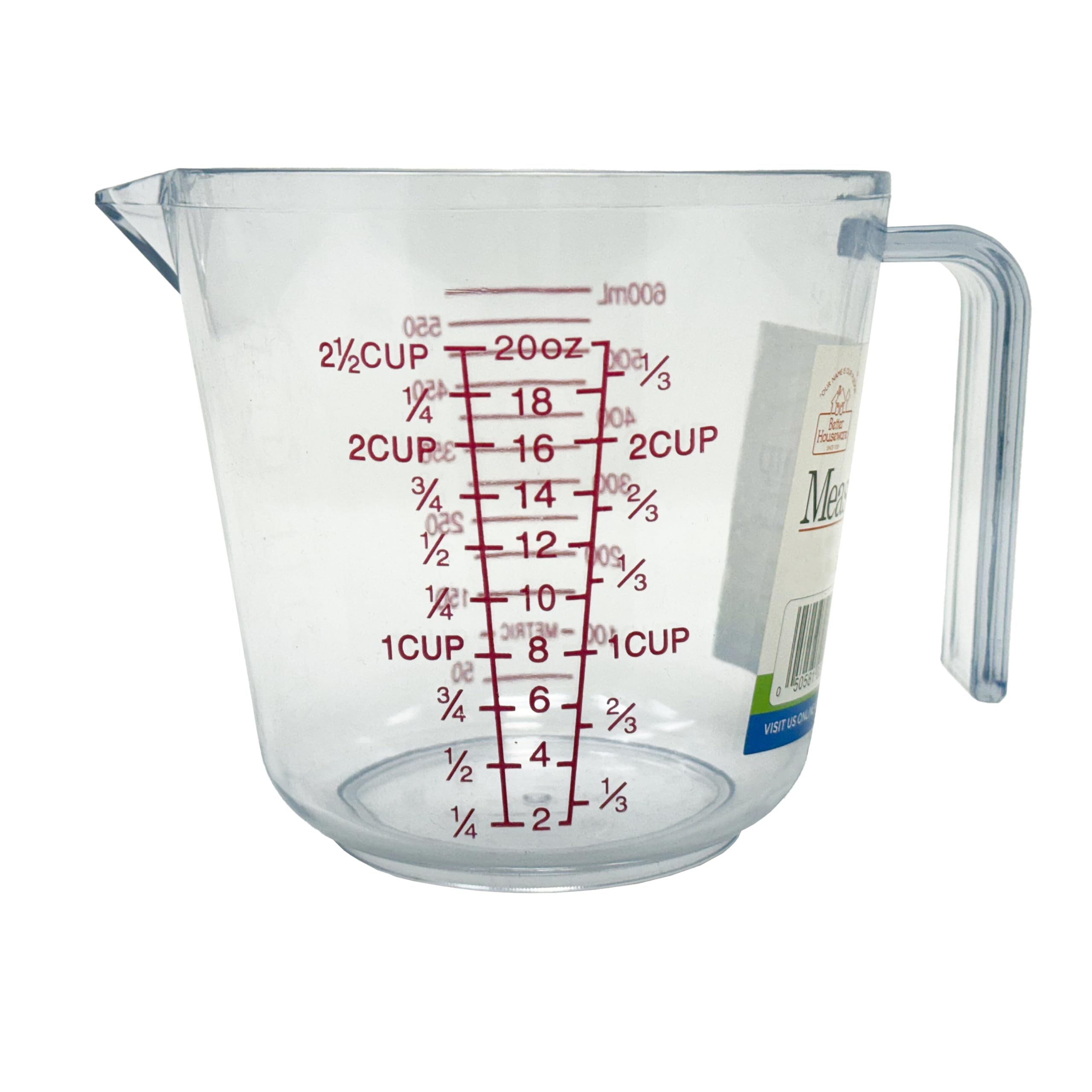 Better Houseware 2.5 Cup Measuring Cup, Clear Acrylic, 20 oz Kitchen Essential for Baking & Cooking, Model 933