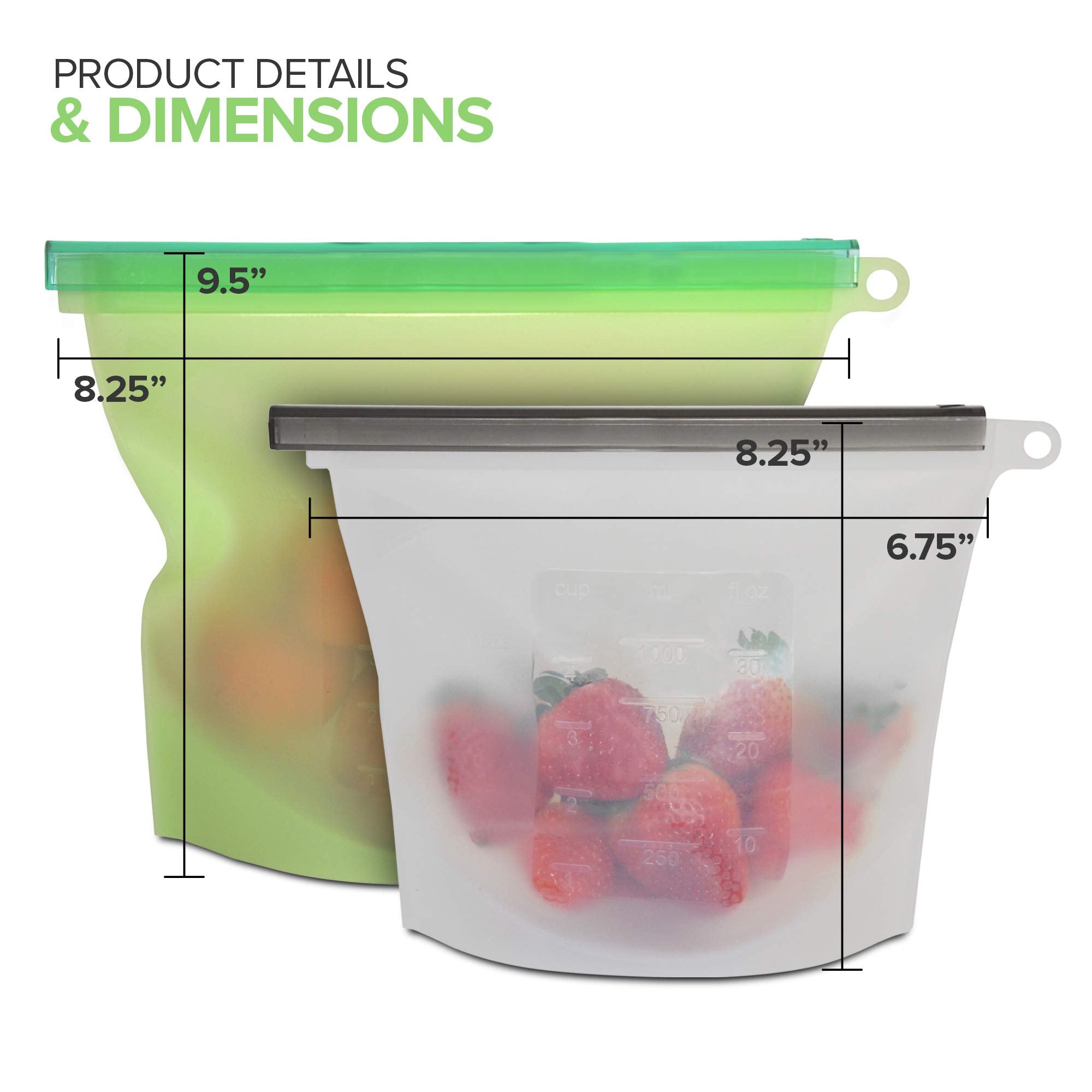 Reusable Ziploc Bags Silicone Food Storage Lunch Sandwich Snack Freezer Set 4 Leak Proof Exultimate