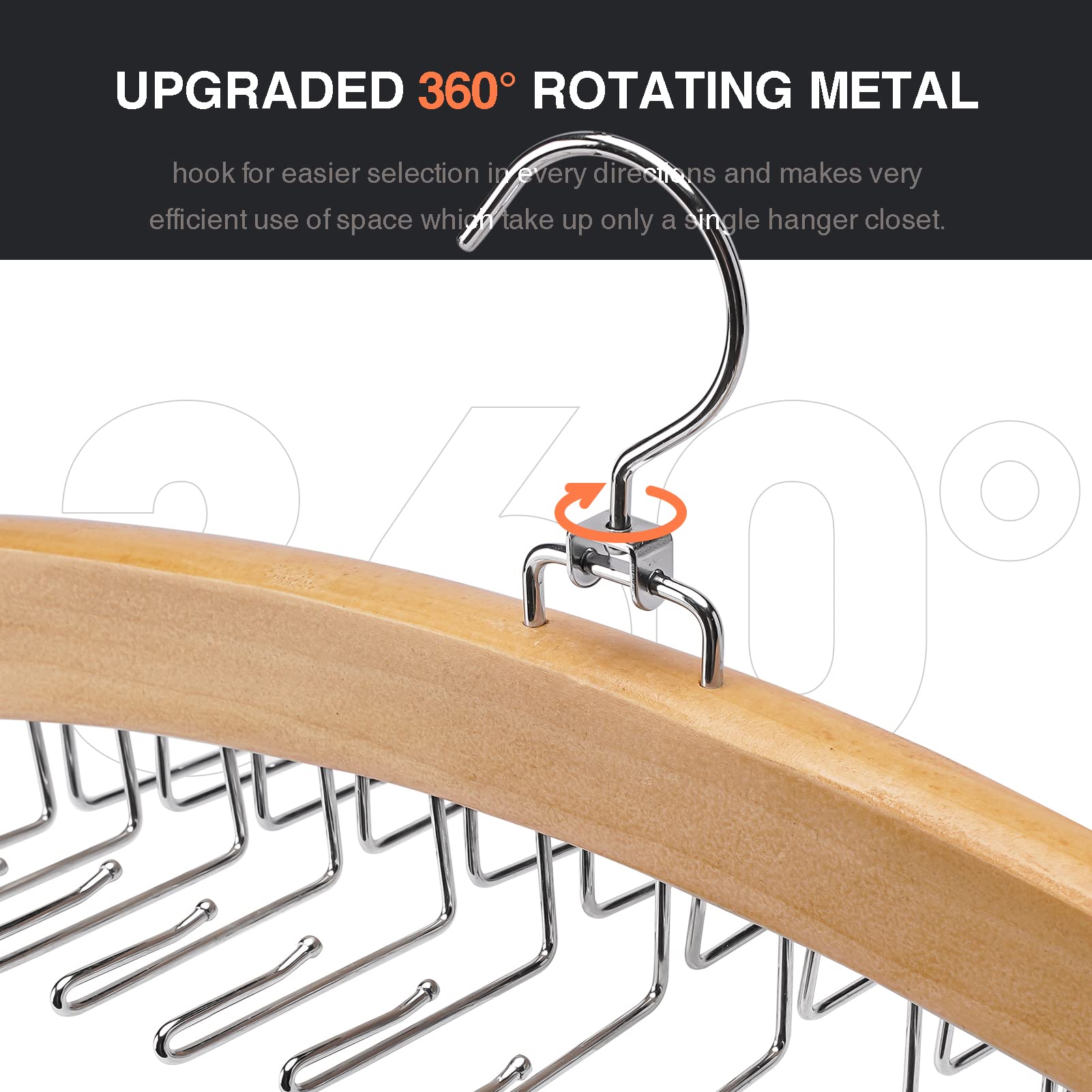 Ulimart Tie Hanger 24 Hooks Tie Racks For Men Closet, Tie Rack With Upgraded 360Rotating,Tie Hangers For Men,Tank Top Hanger,Nec