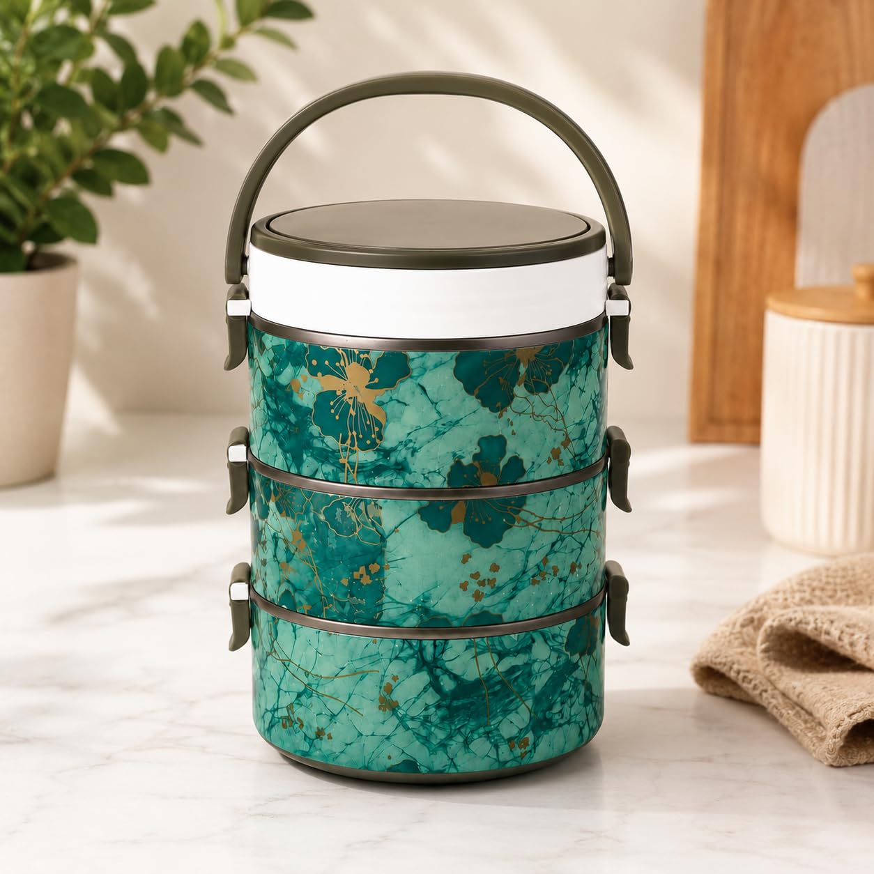 Lynacz Original Durable Multi Layer Round Lunch Container For Fresh Homemade Food Storage During Office Hours, School And Outdoo