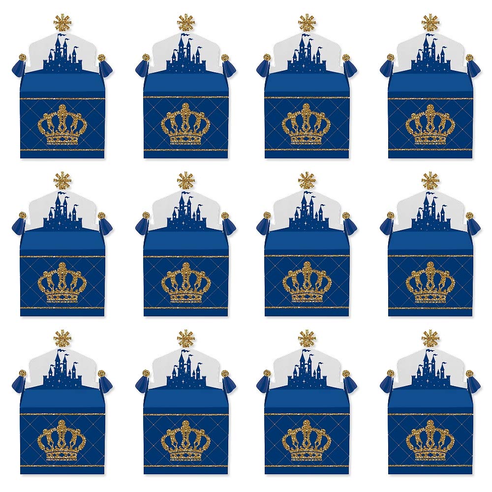 Big Dot Of Happiness Royal Prince Charming - Treat Box Party Favors - Baby Shower Or Birthday Party Goodie Gable Boxes - Set Of