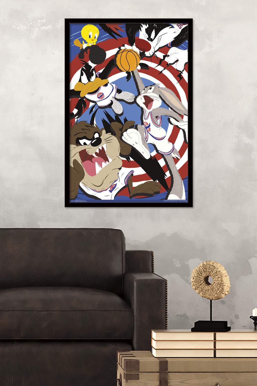 Trends International Looney Tunes: Space Jam - Court Wall Poster, 22.375'' X 34'', Black Framed Version