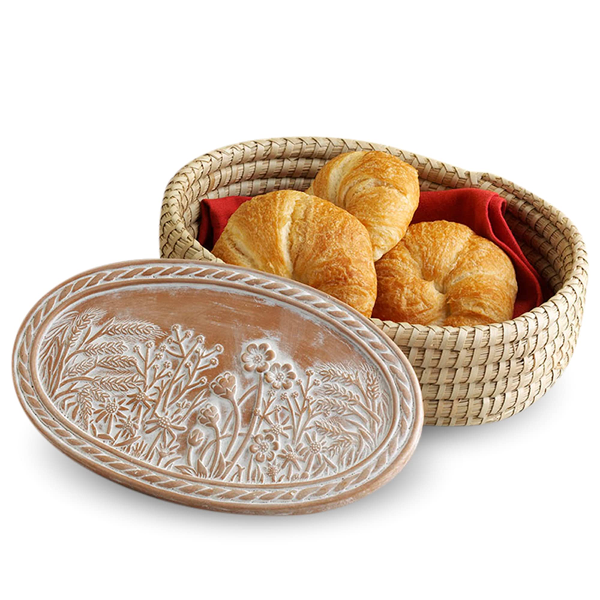 Bread Basket With Warming Stone - Bread Warmer Baskets For Serving Tortilla Warmer, Sourdough Gift For Bakers, House Warming Gif