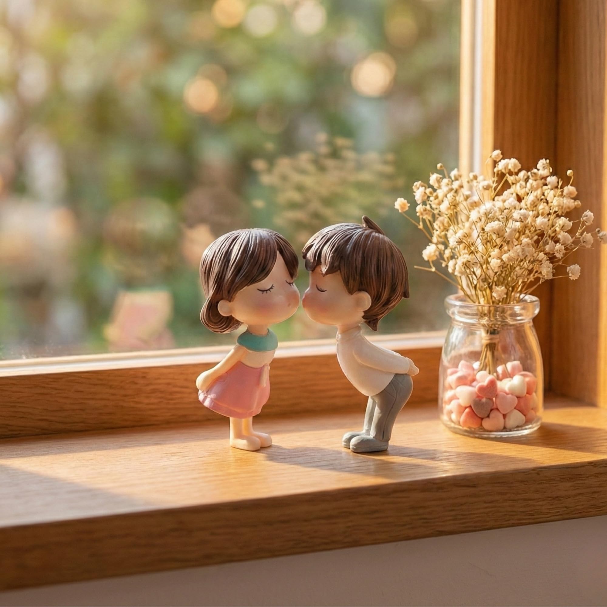 Ecraftindia Cute Romantic Kissing Couple Statue Showpiece Valentine Gift For Girlfriend Boyfriend Husband Wife Her Him | Valenti