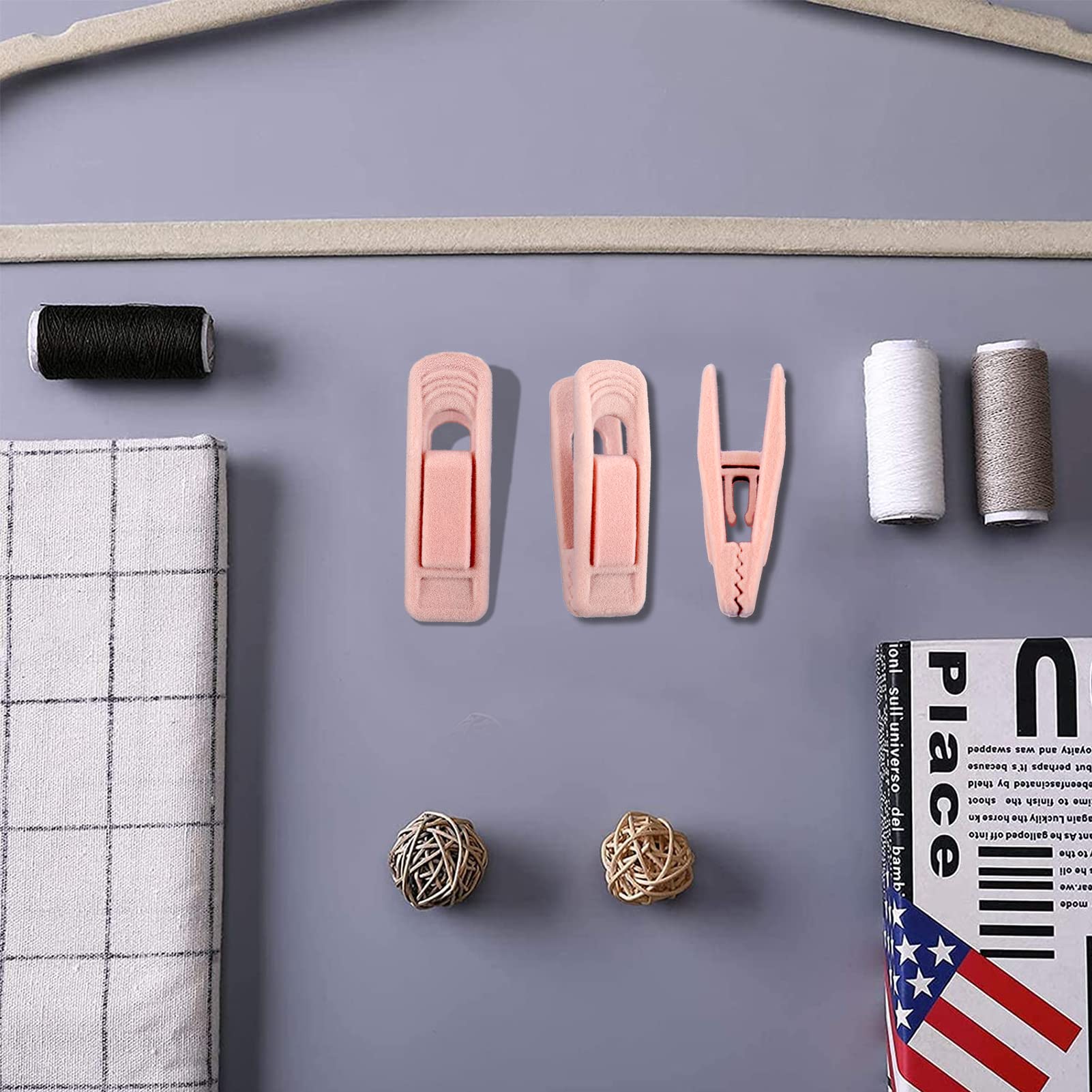 Trgowaul Light Pink Velvet Hangers Clips, Pant Hangers Velvet Clips, Strong Finger Clips Perfect For Thin Velvet Hangers Suit Sk