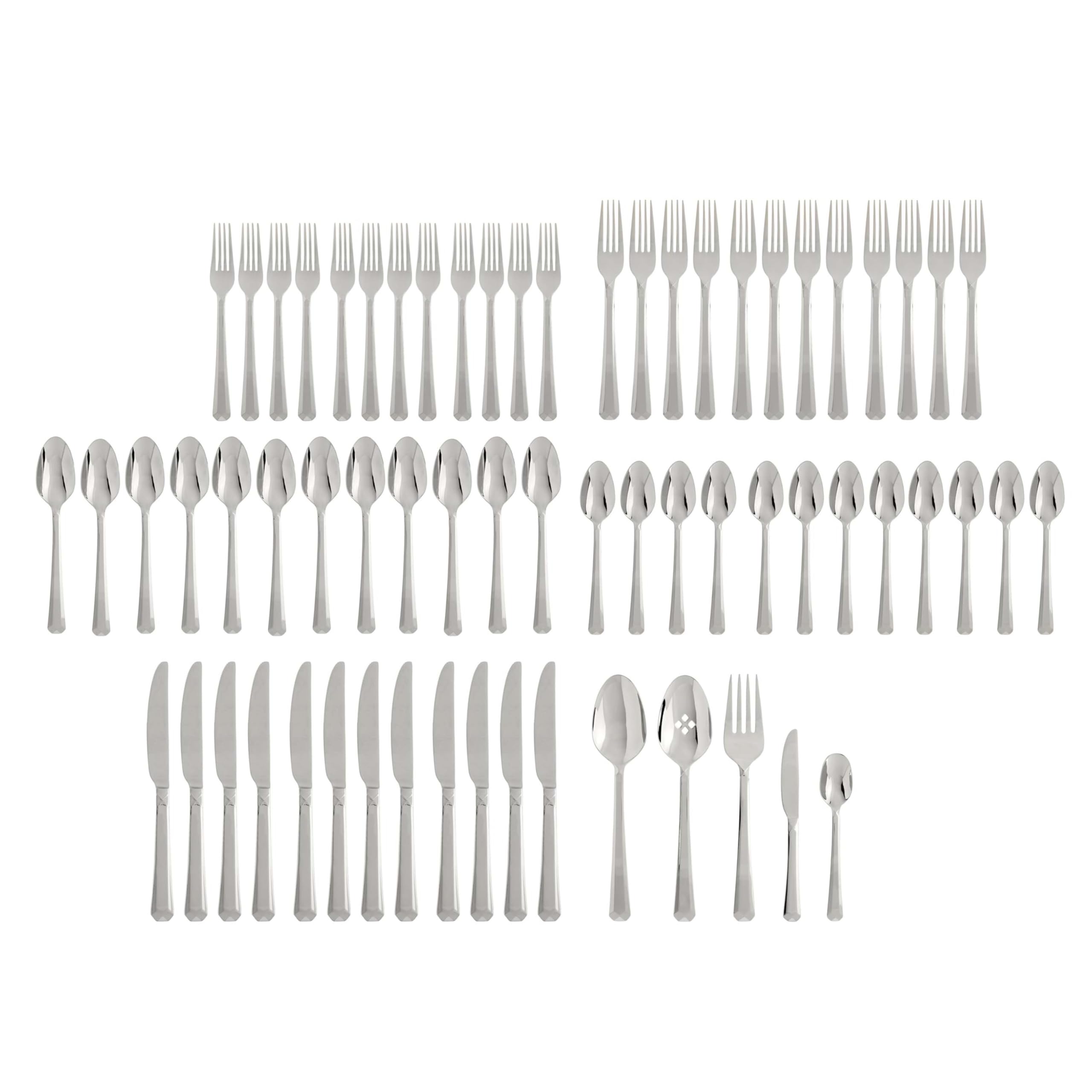 Oneida Chroma 65 Piece Fine Flatware Set, Service For 12, 18/10 Stainless Steel, Silverware Set, Dishwasher Safe