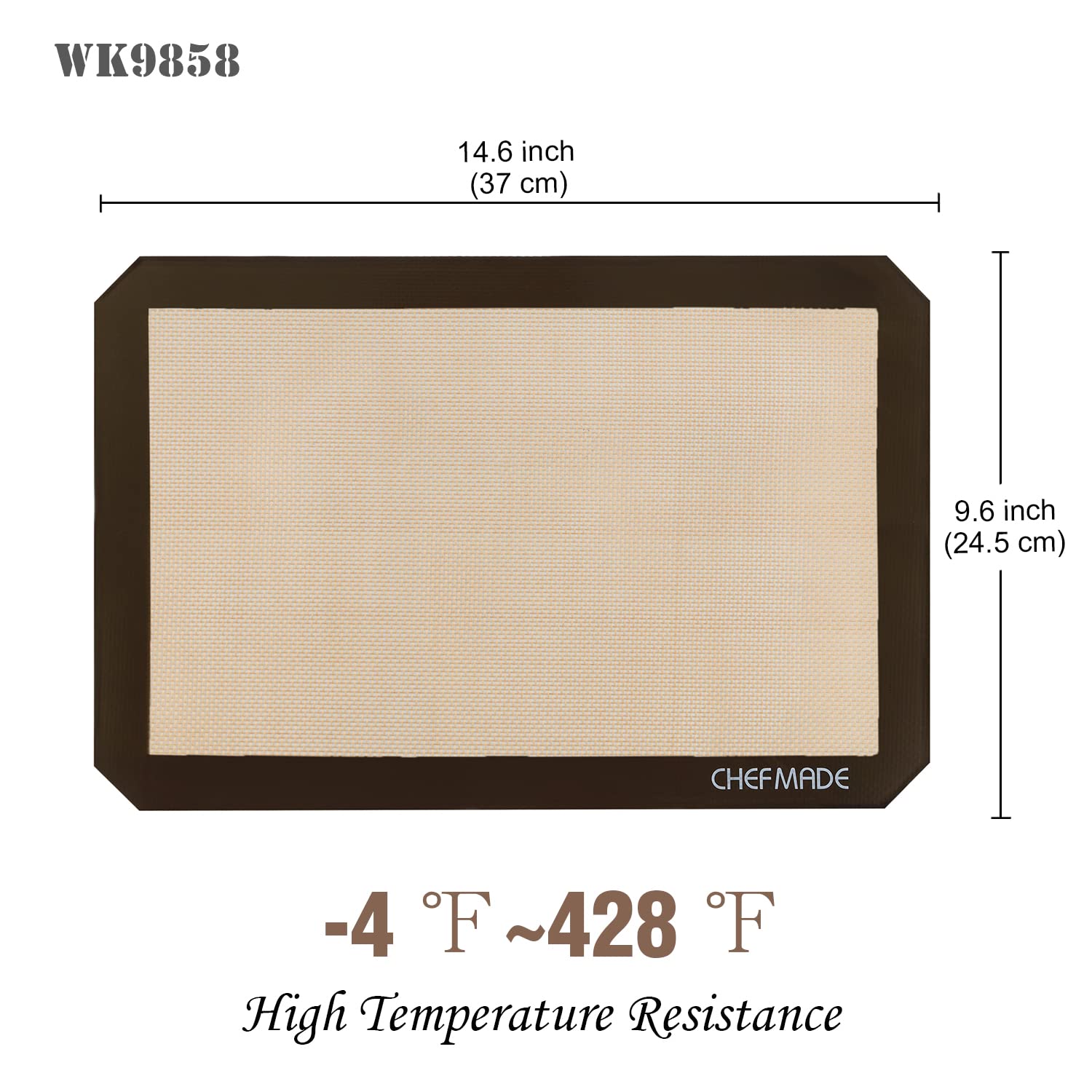 Chefmade 15-Inch Silicone Baking Mat With Measurements, Non-Stick Heat Resistant Rolling Dough Mat, For Pastry,Pizza, Fondant An