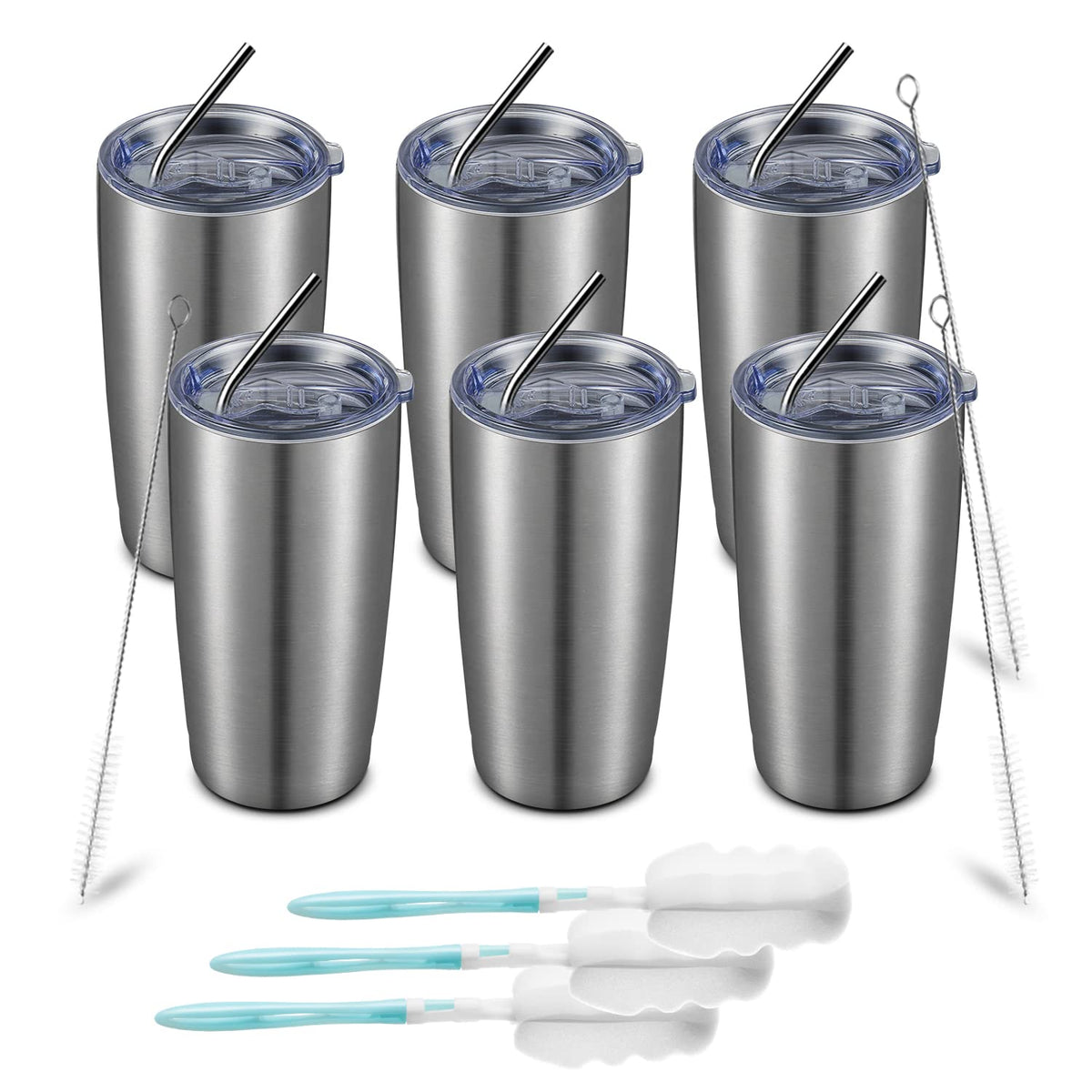 Comooo 20Oz Stainless Steel Tumbler Bulk Double Wall Vacuum Coffee Cup Insulated Travel Mug With Lid And Straw Durable Powder Co