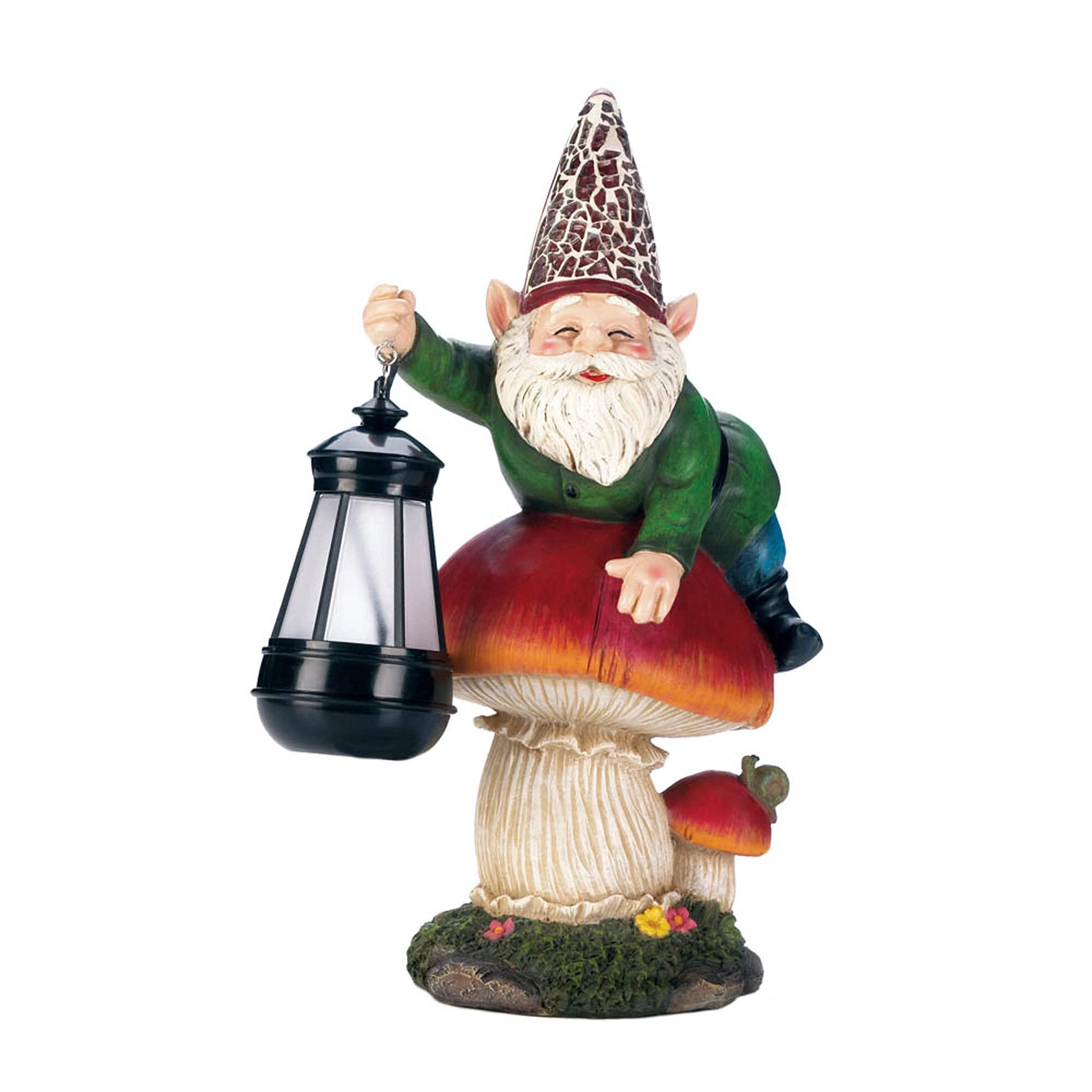 Accent Plus Gnome On Mushroom Solar Statue, No Size, Multicolor