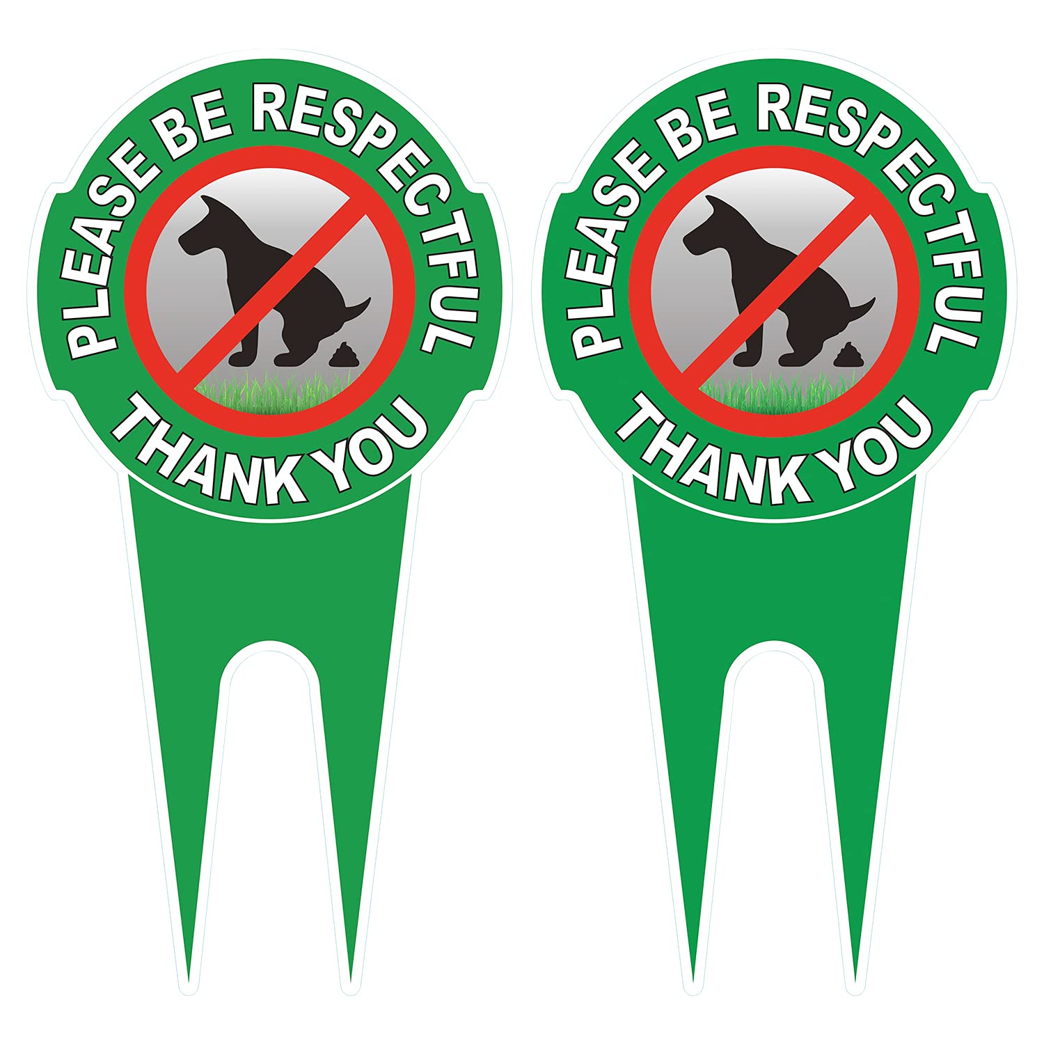 Heiokey 2 Pack No Poop Dog Sign With Stake 12 X 6,Double Sided No Pooping Dog Sign Politely Reads:Please Be Respectful Thank You