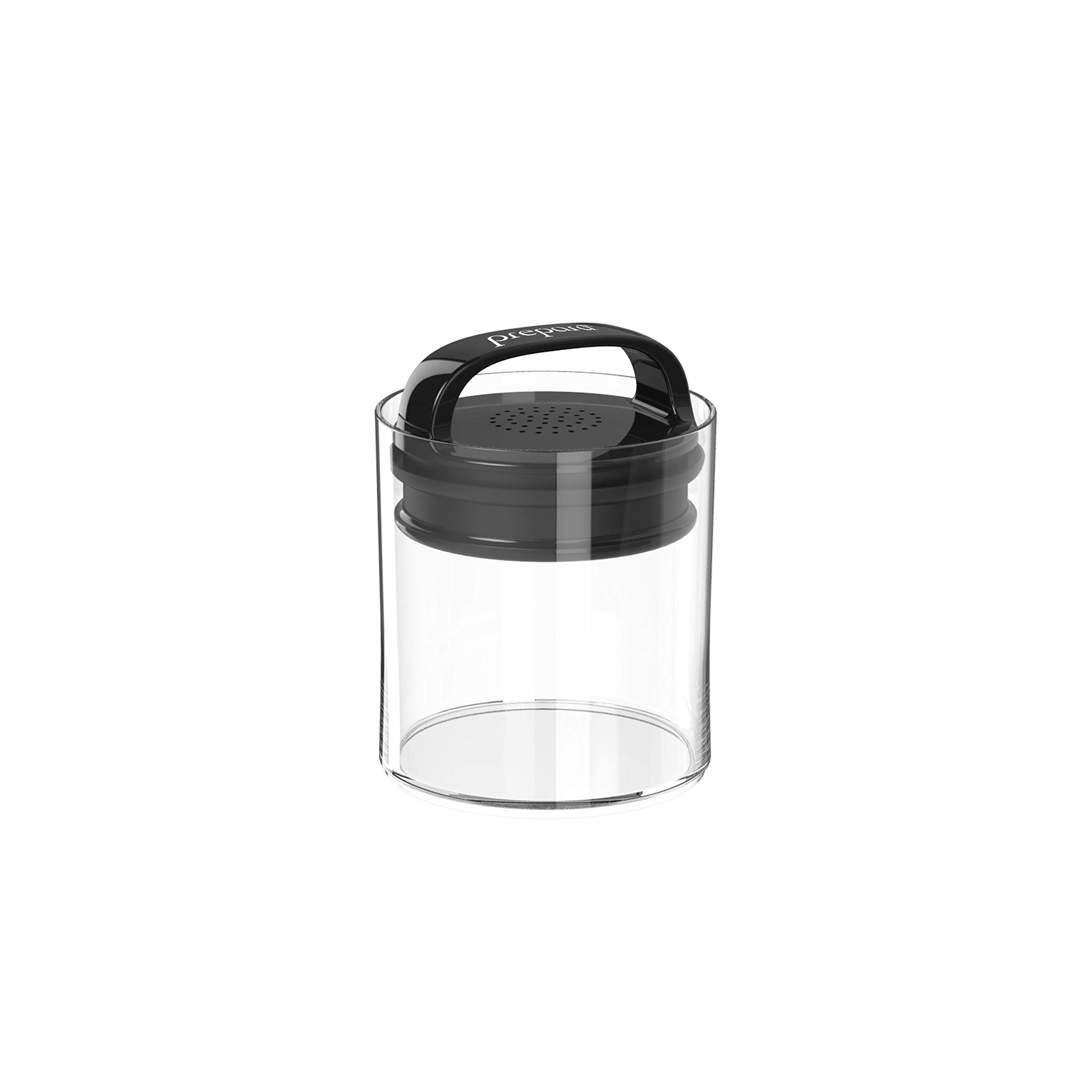 Prepara Evak Fresh Saver, Small-Short Airless Canister With Black Handle, 0.5 Quart, Clear