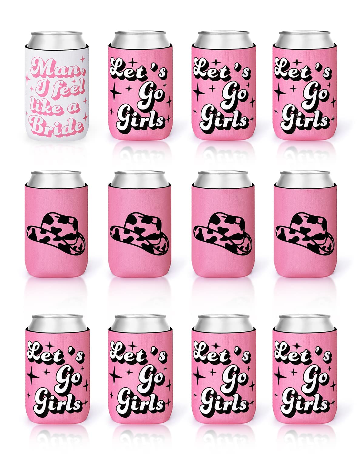 12-Pack Disco Cowgirl Bachelorette Party Can Sleeves Let'S Go Girl Beverage Sleeves Favor For Space Cowgirl Bridal Shower Party