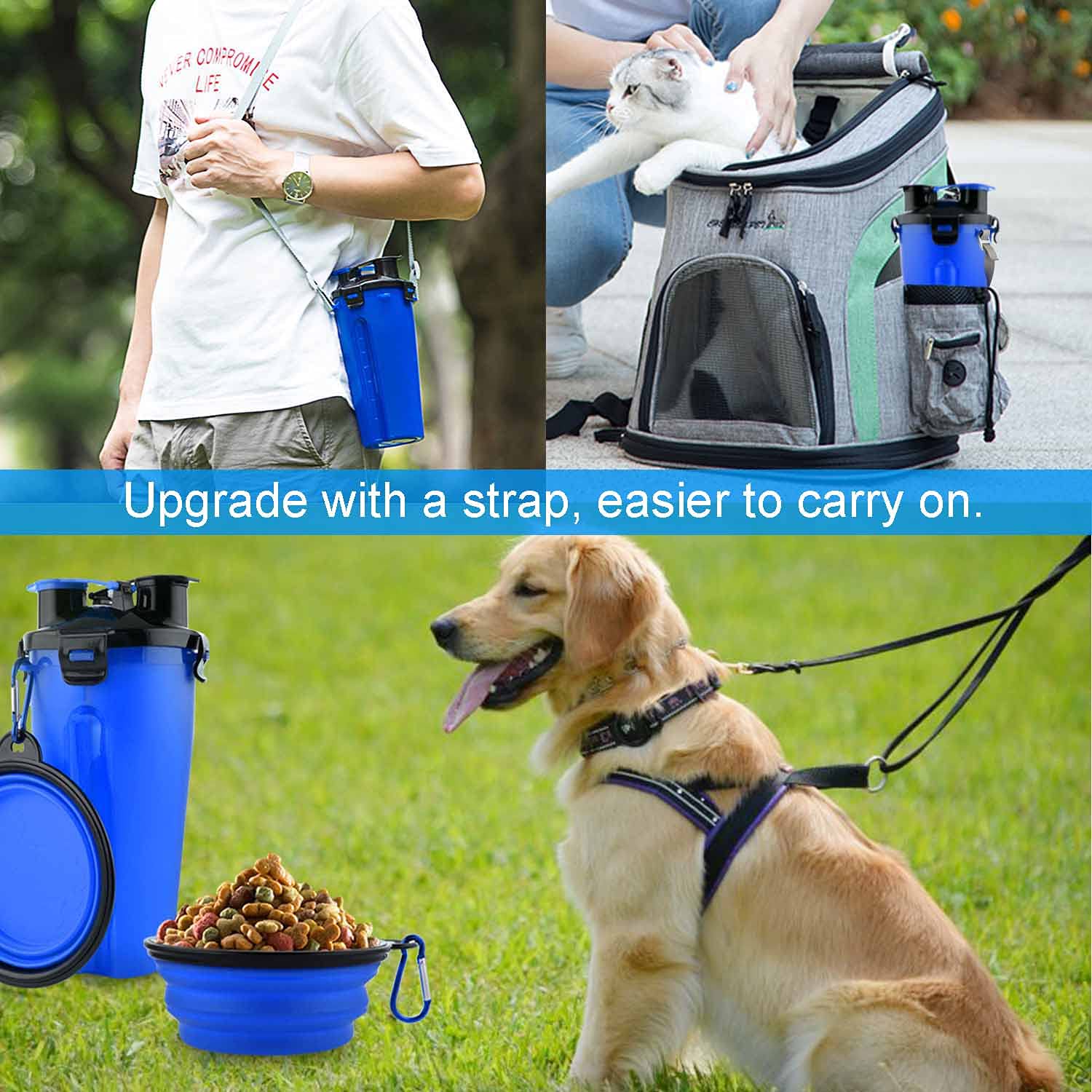Dog Travel Water Bottle Collapsible Bowls, 2 In 1 Pet Food Container With Collapse Bowls, Outdoor Portable Water Bowls For Walki