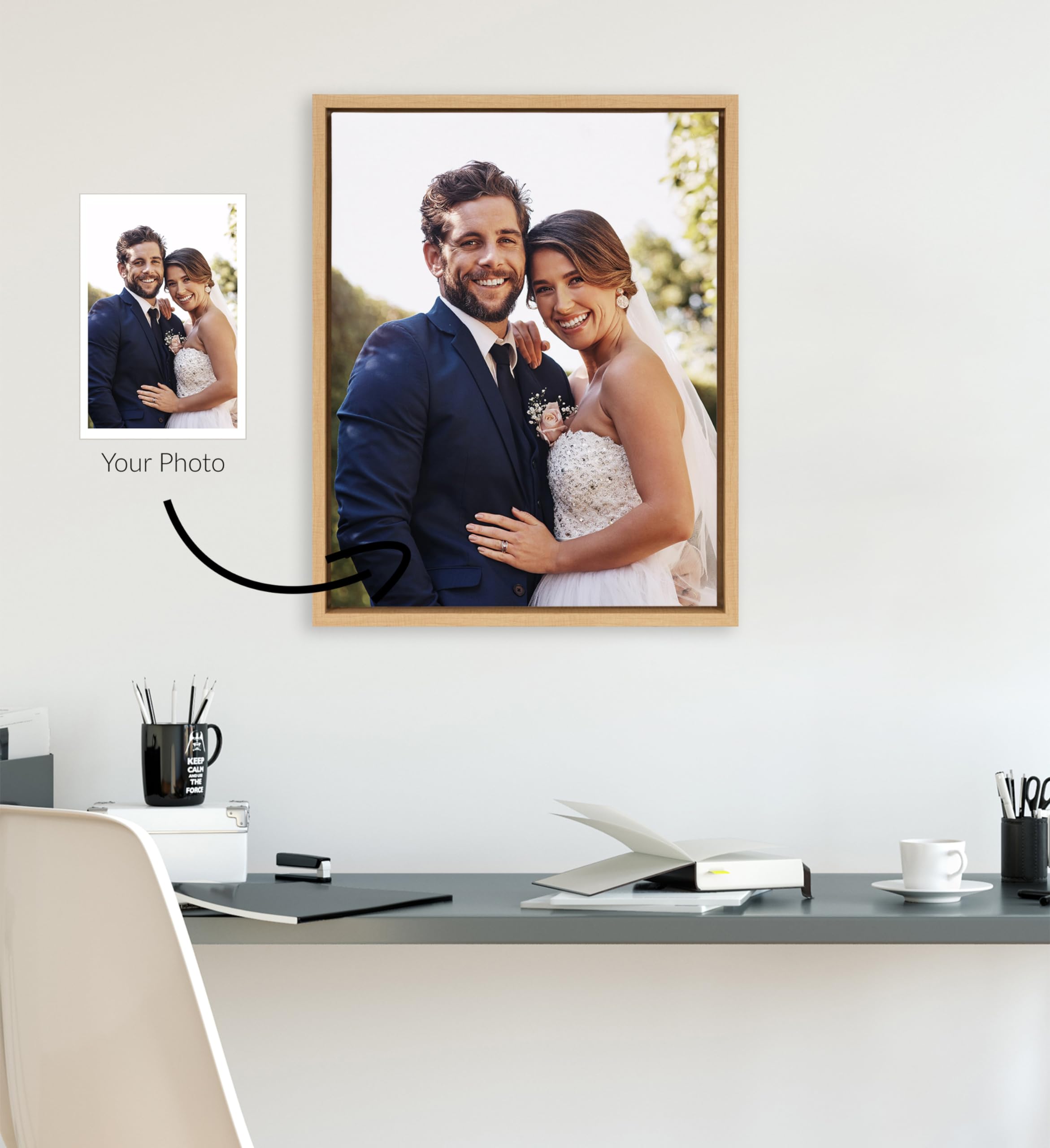 Kate And Laurel Sylvie Custom Printed Framed Canvas Wall Art, 16X20 Natural, Personal Canvas Print With Your Photos For Bedroom