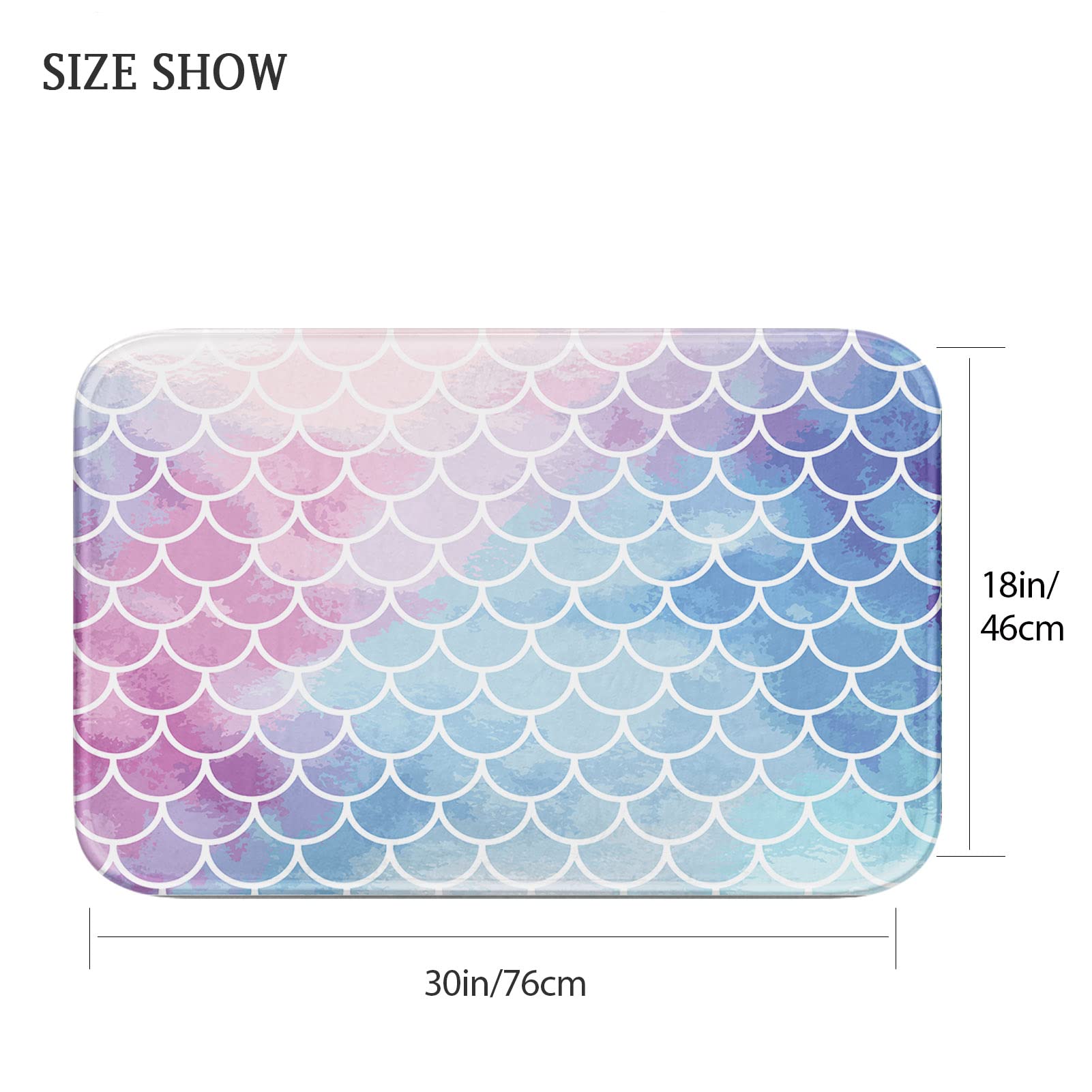 Britimes Purple Pink Gradient Bath Mat Mermaid Scale Texture Bathroom Rugs No Silp Cute Washable Cover Floor Rug Carpets Floor Mat 18x30 Inches for Kitchen Bedroom
