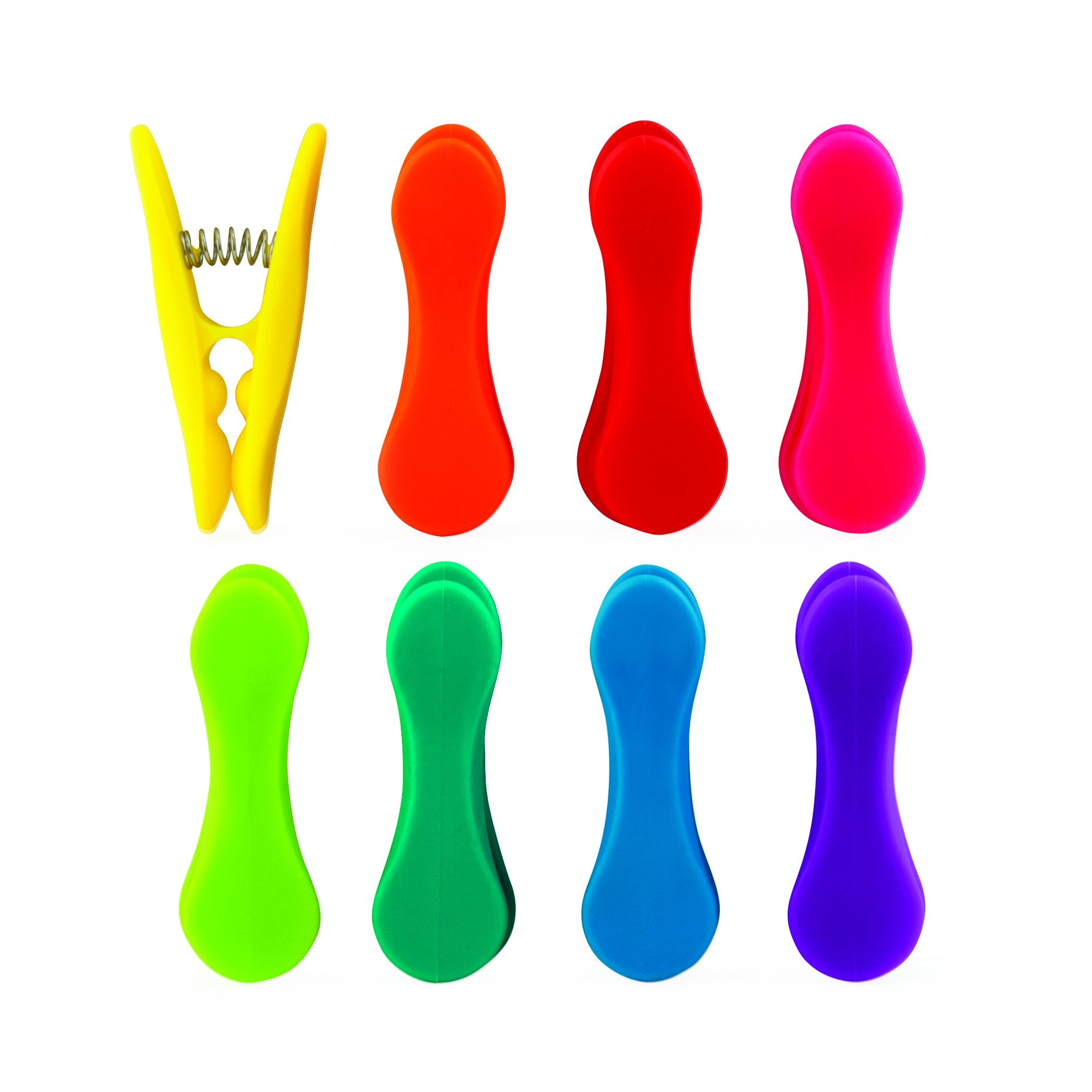 Kikkerland Rainbow Bag Clips (Set Of 8), Multicolor