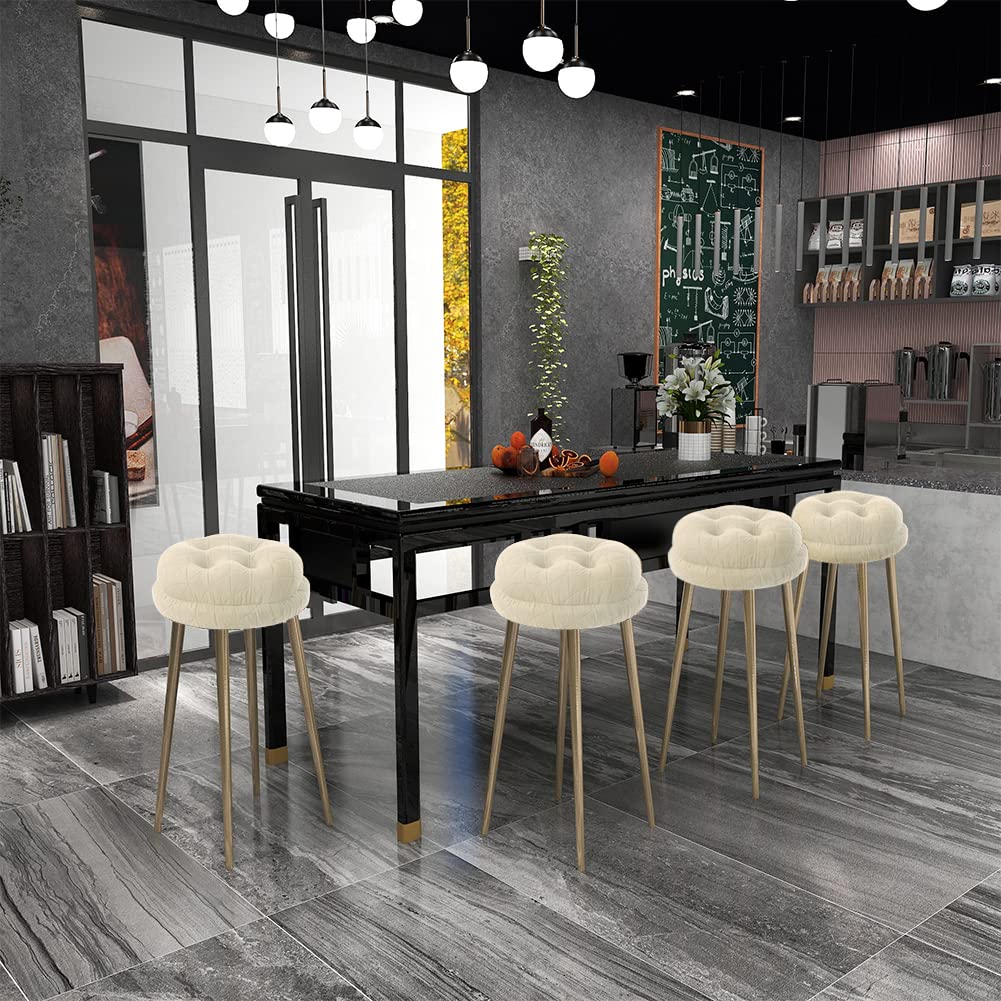 Buyue Seat Cushion For Round Bar Stool, Dia.12 Luxury Fashion Jacquard With Anti-Skid Silicone Bar Stool Cushion Padded (Beige,