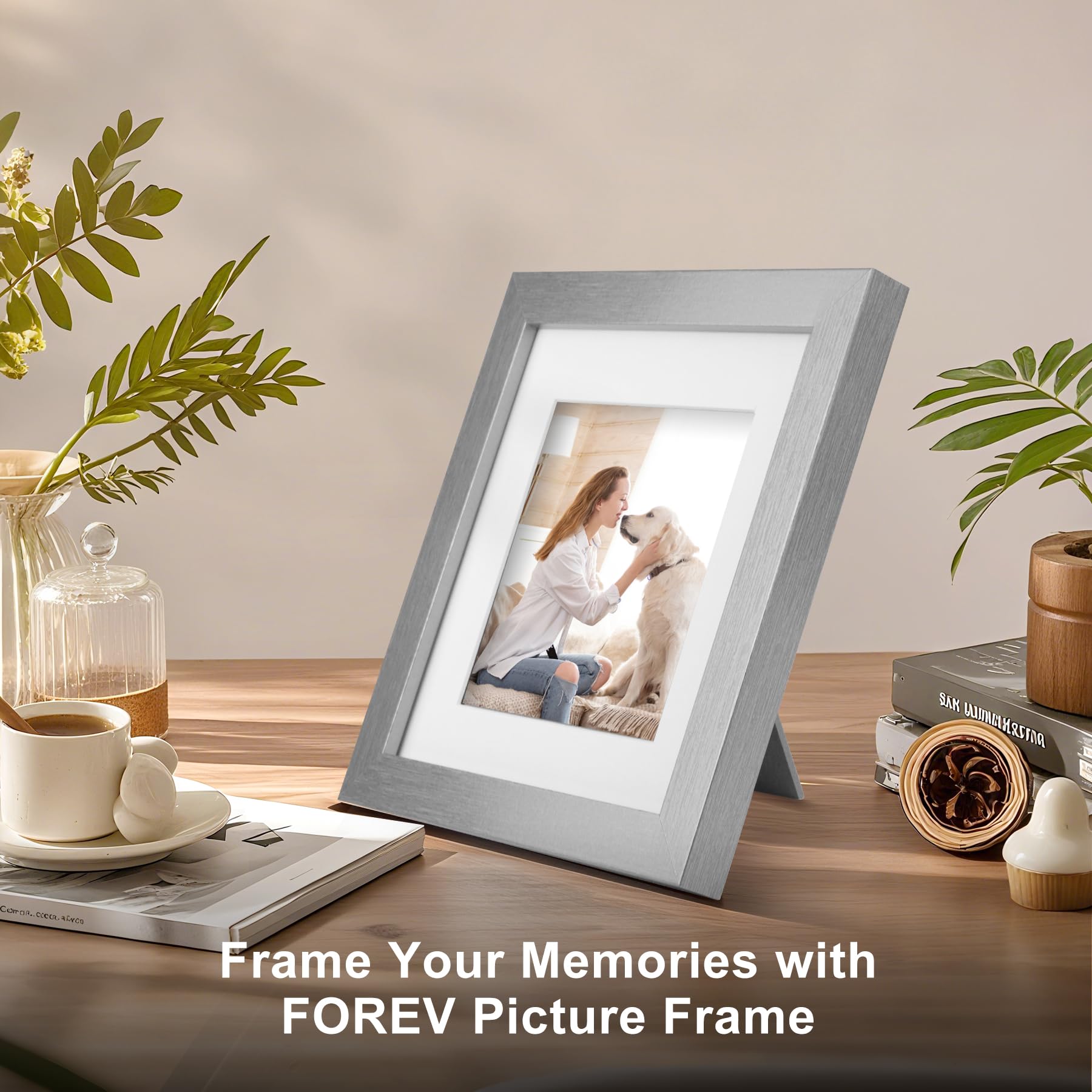 TOFOREVO 6x6 Picture Frames Set of 6 Silver Wood Grain Photo Frame for Gallery Wall Mounting or Tabletop Display