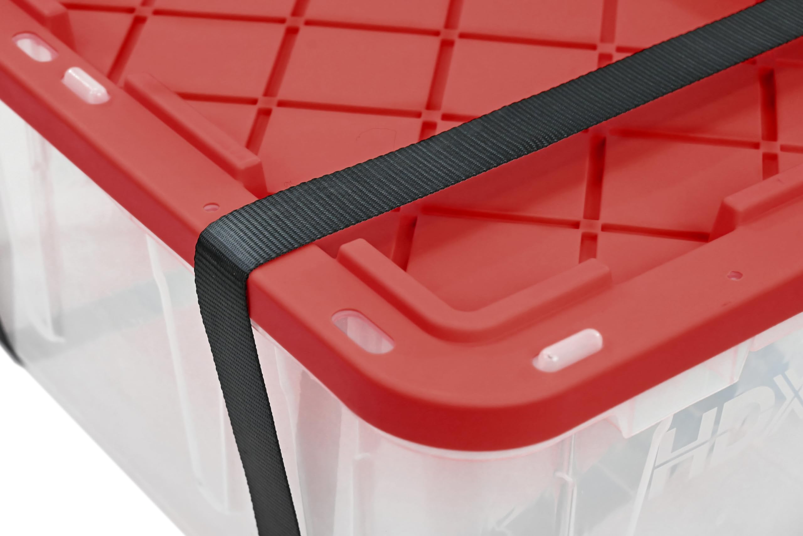 Cx Black & Yellow, Xtra Tall 27-Gallon Heavy Duty Clear Storage Container & Snap-Tight Lid, Clear & Red (28.5   L X 19.4   W X 1