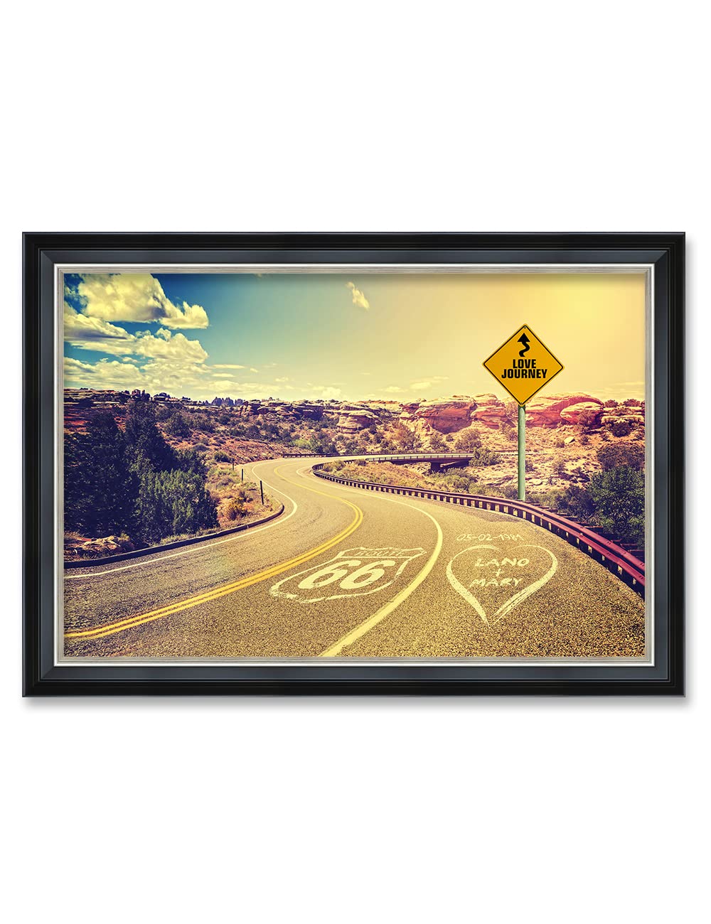 Ipic - Love Journey, Personalized Ideal Gift Custom Framed Wall Art With Names And Date, Giclee Prints With Solid Wood Frame, Un