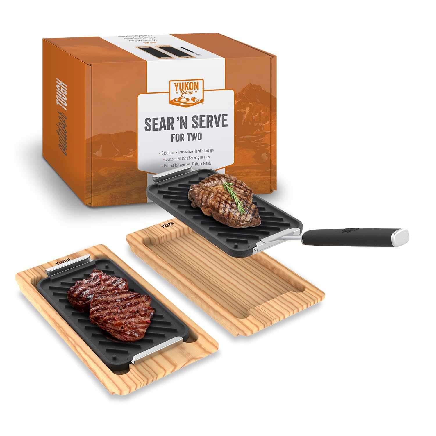 Yukon Glory Sear 'N Serve Set (Bbq Cast Iron Grill Pan Set)
