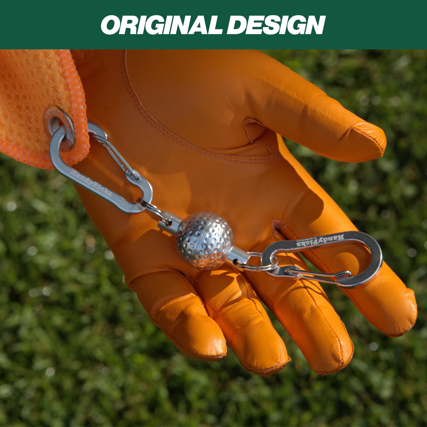 Handy Picks Magnetic Clip for Towel, Mini Metal Golf Ball Design, Removable Industrial Strength Magnet for Strong Hold to Cart a
