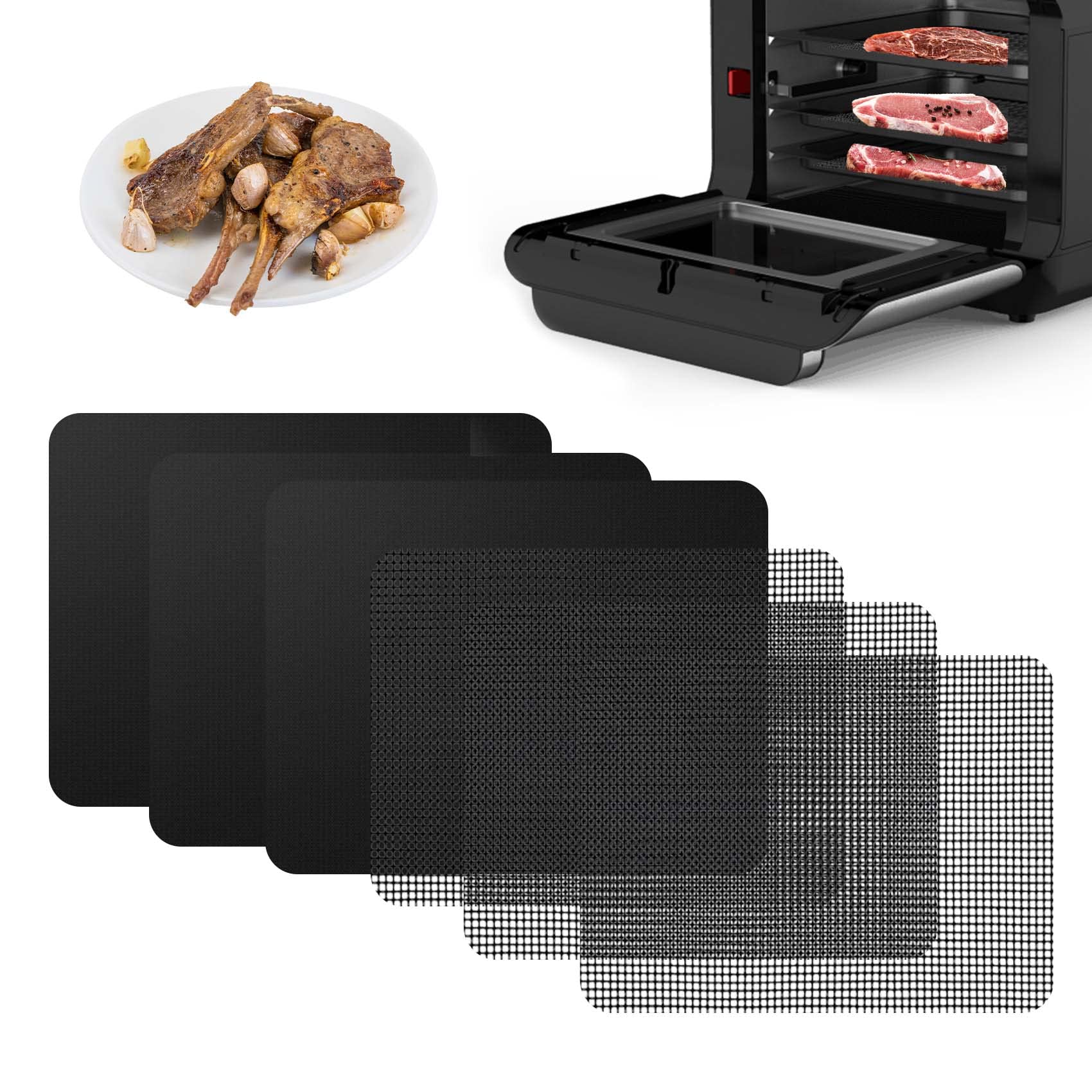 3x Air Fryer Oven Liners + 3x Mesh Grill Mats Compatible with Instant Vortex Pro Plus 10Qt, 9x10 Reusable Liner for Bottom of Ov