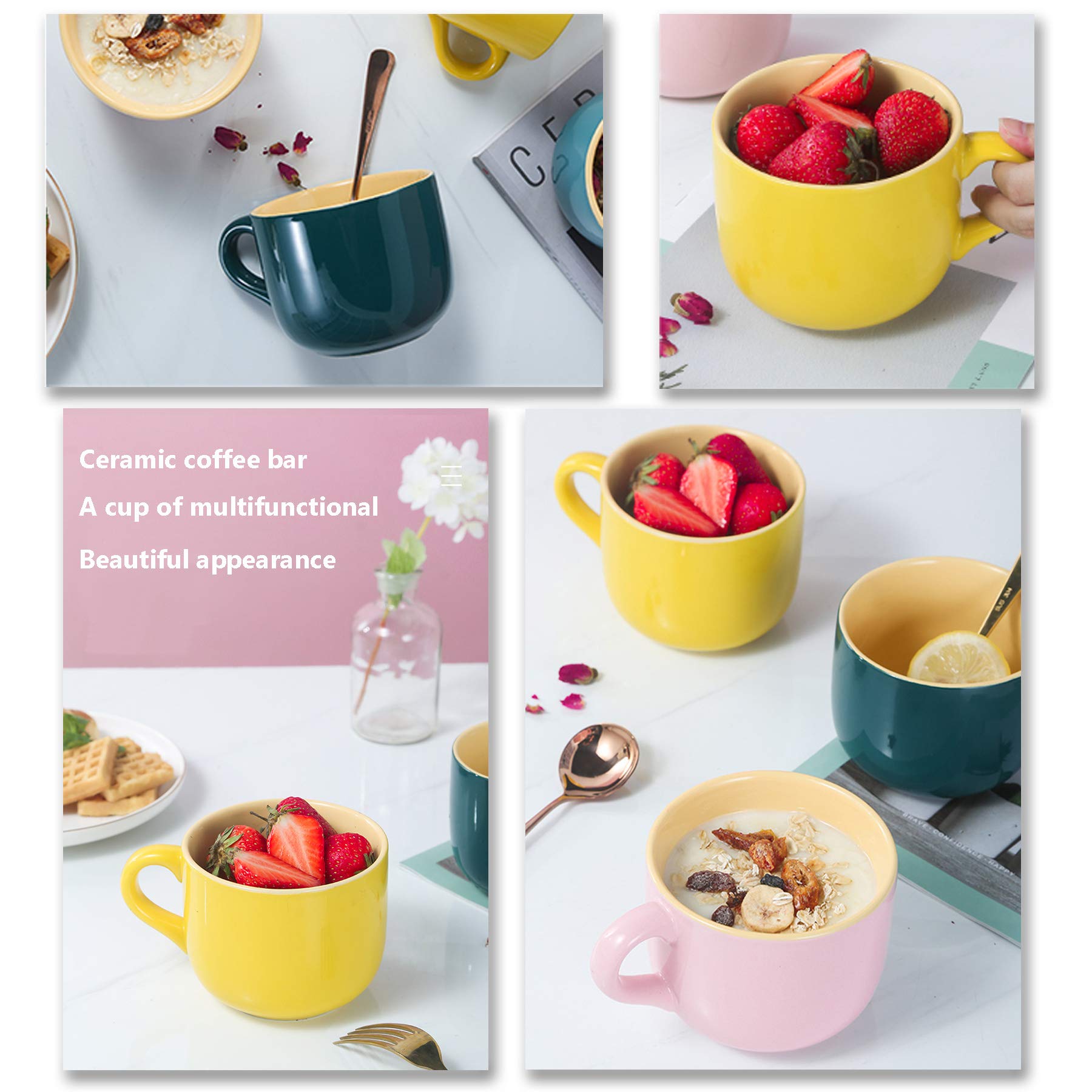 Teenfighter Porcelain Large Oatmeal Mug - 23 Ounces(680Ml) Wide Coffee Mug, Breakfast Cup And Soup Bowl, Microwave And Dishwashe