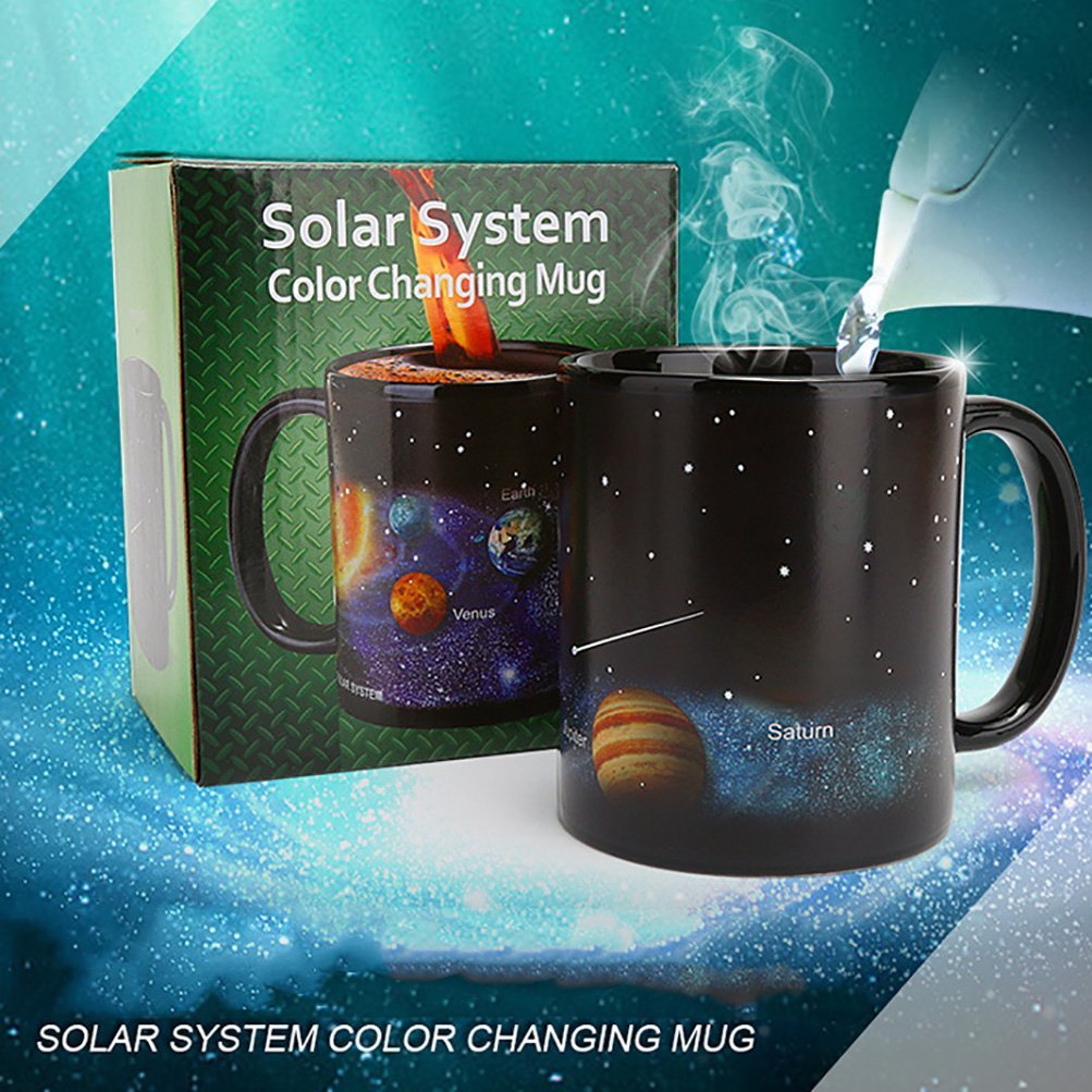Antspirit Heat Changing Solar System Magic Coffee Mug Heat Sensitive Porcelain Tea Cup Christmas Funny Gifts(10 OZ)