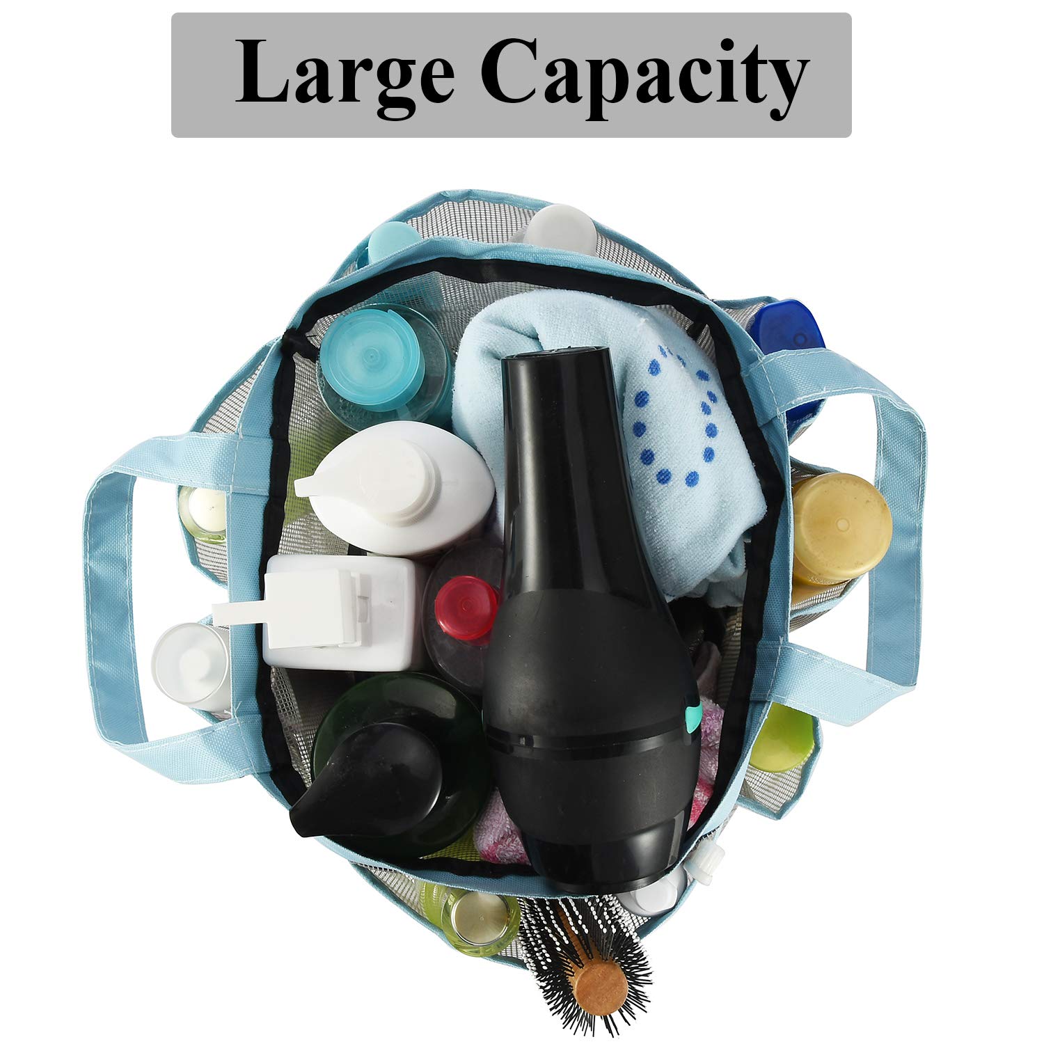 Haundry Mesh Shower Caddy Tote  Large College Dorm Bathroom Caddy Organizer with Key Hook and 2 Oxford Handles  8 Basket Pockets for Camp Gym