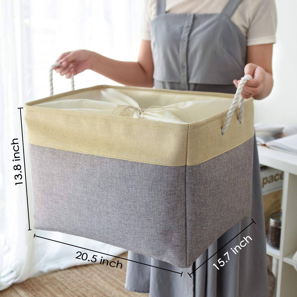 Thewarmhome Storage Bins Baskets For Organizing - Extra Jumbo 3 Pack 20.5Lx15.7Wx13.8H Sturdy Fabric Storage Basket For Shelves,