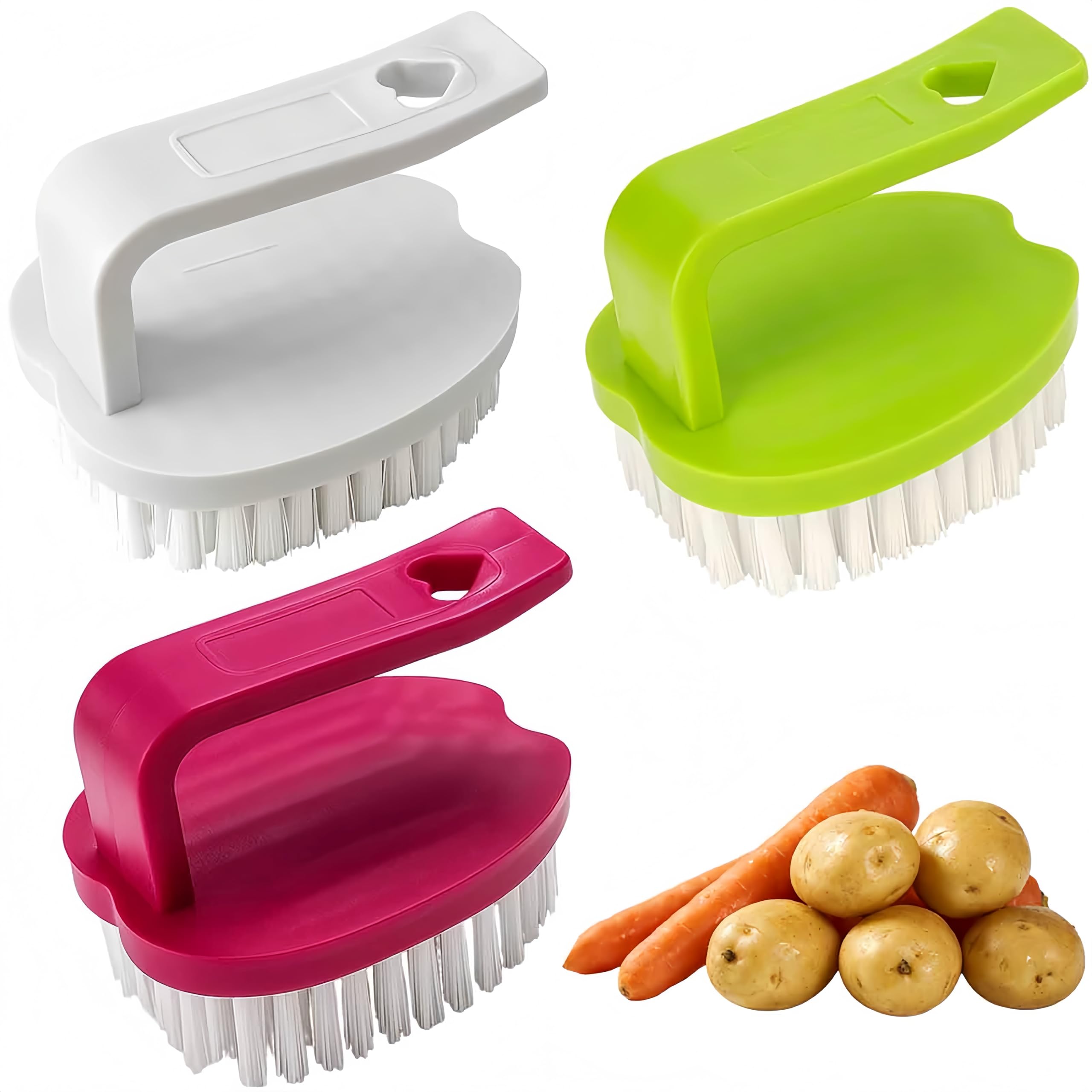 Vegetable Scrubber Brush 3 Pack Fruit and Vegetable Brushes Stiff Bristles