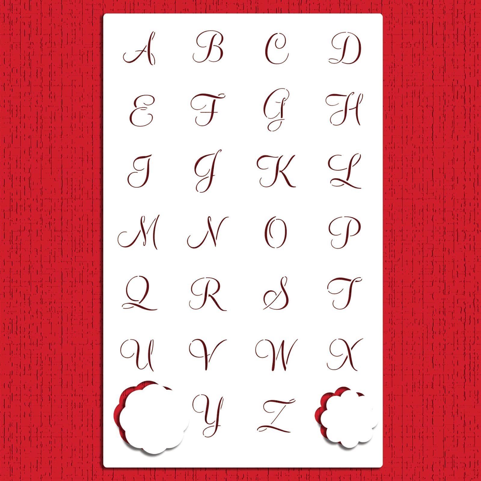 Designer Stencils Emily'S Mini Monogram Set Cookie Stencil, Beige/Semi-Transparent, 1 Inch Letters