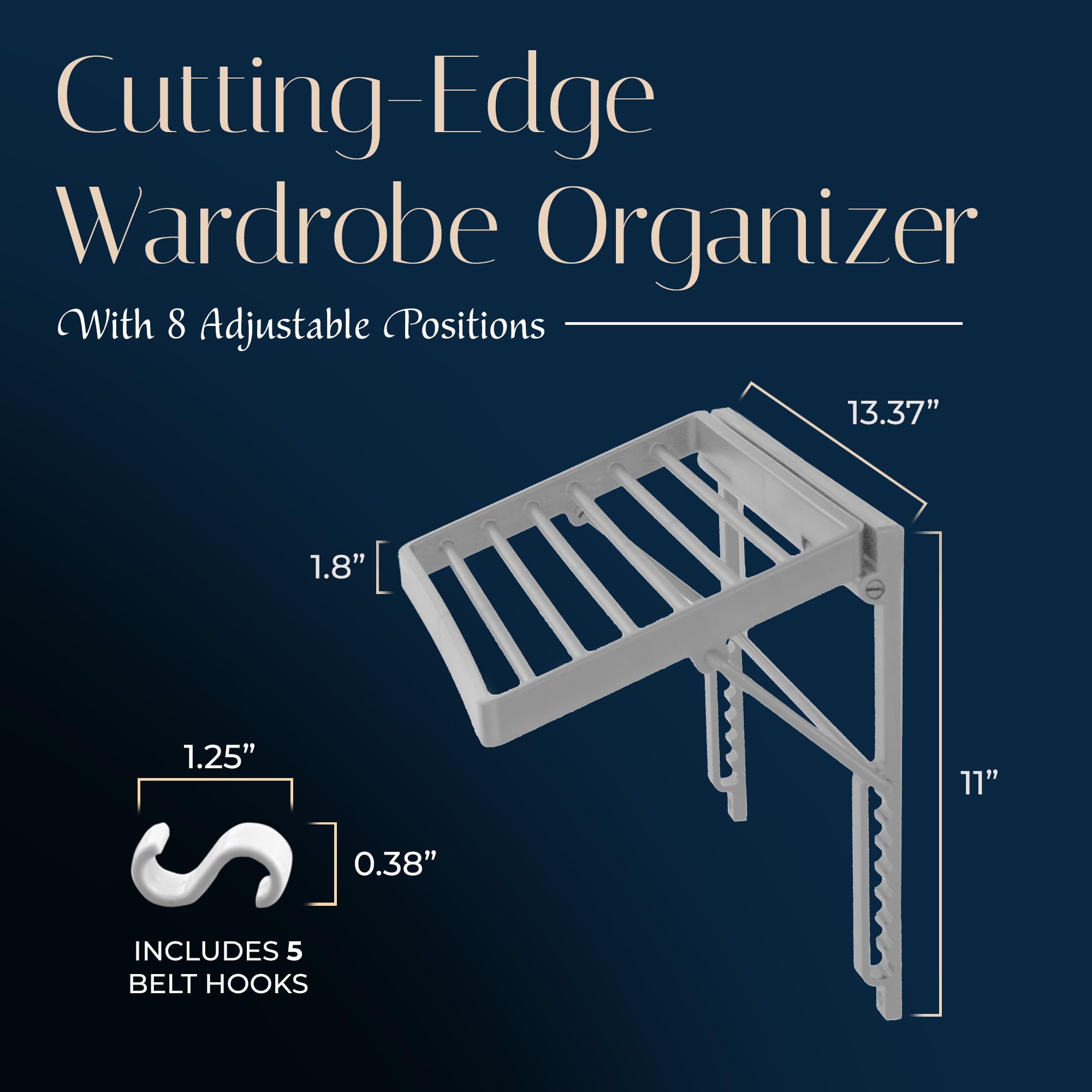 Tie And Scarf Organizer, Tiemaster Battery-Free Organizer, Holds 60 Ties And Scarves, Easy Installation, Sleek Design, Preserve