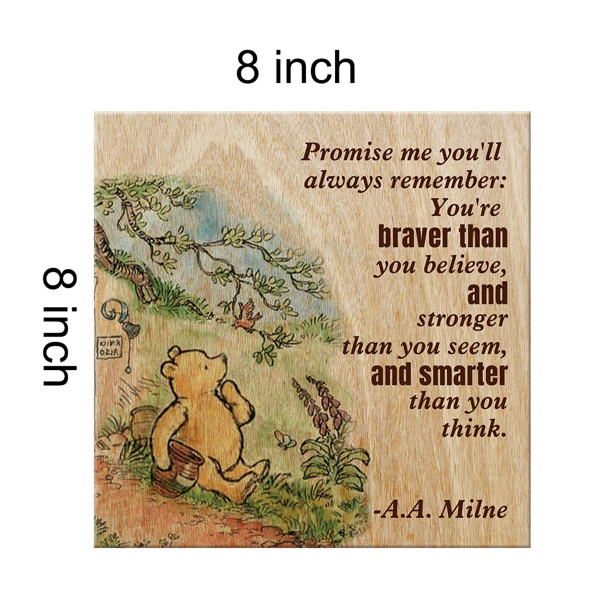 Winnie The Pooh Wall Art Decor Remember You'Re Braver Than You Believe Quote Canvas Painting Pictures Framed Canvas Print Sign A