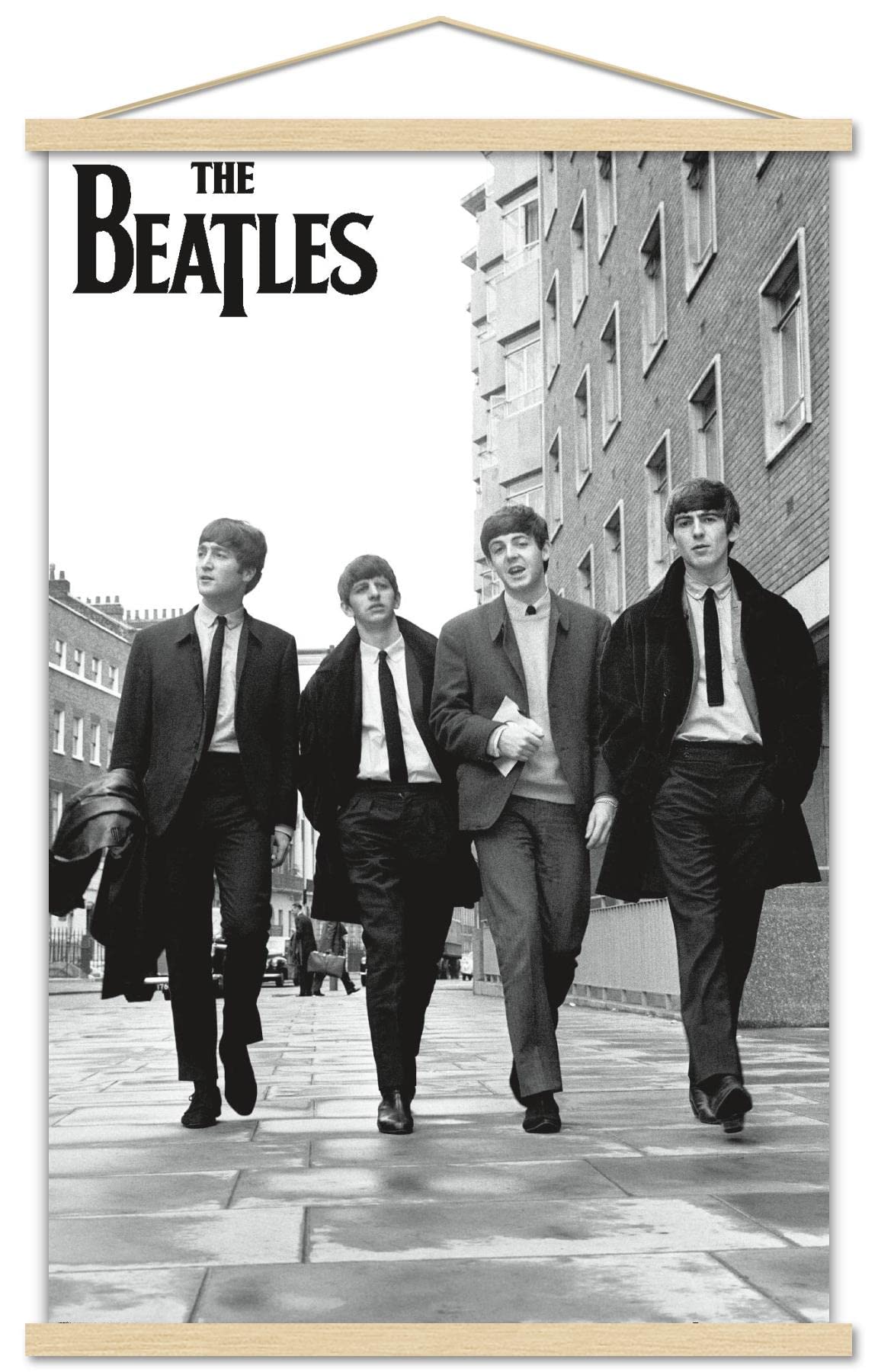 Trends International The Beatles - In London Wall Poster, 22.375'' X 34'', Premium Print And Beechwood Hanger Bundle