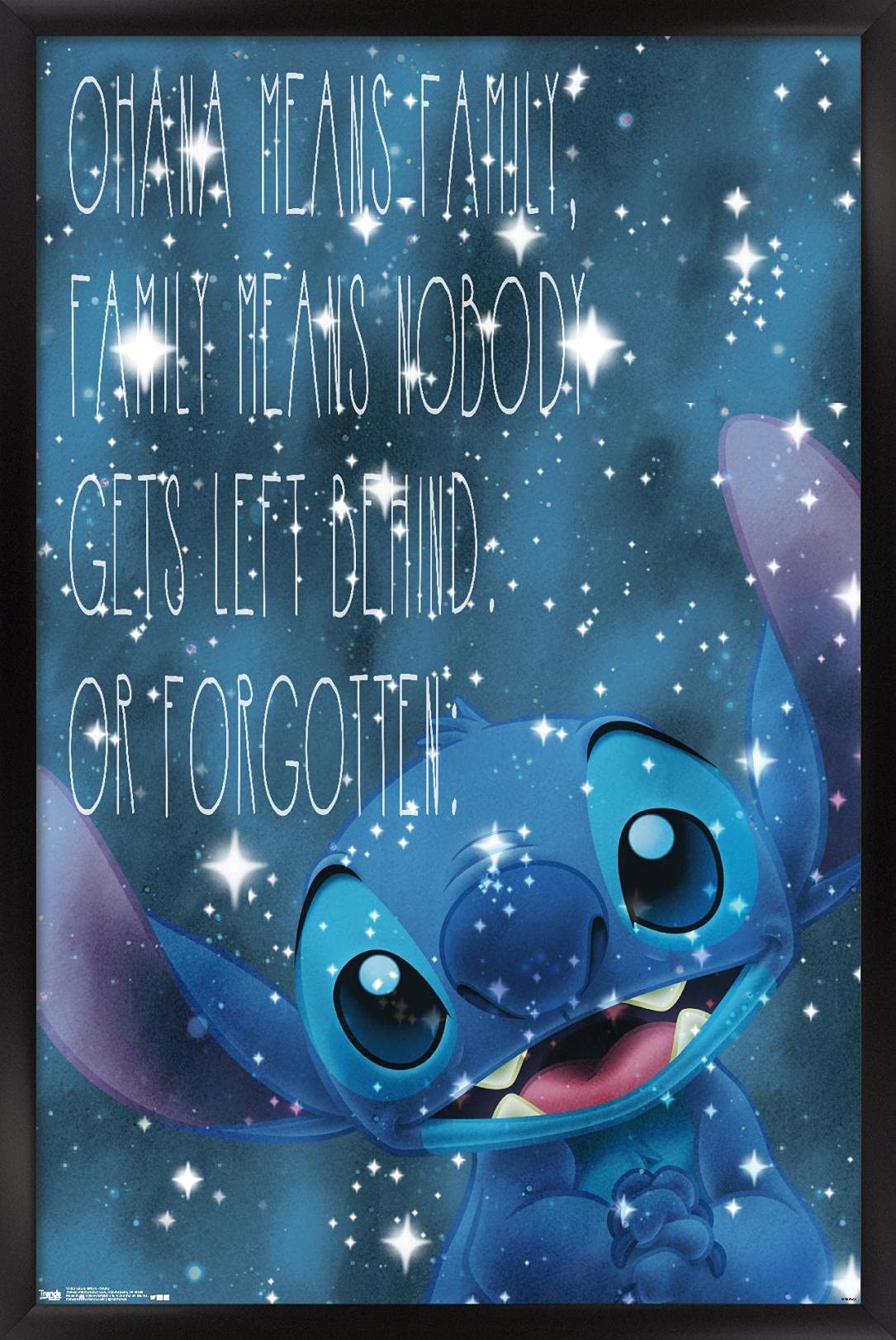Trends International Disney Lilo And Stitch - Ohana Wall Poster, 14.725'' X 22.375'', Black Framed Version