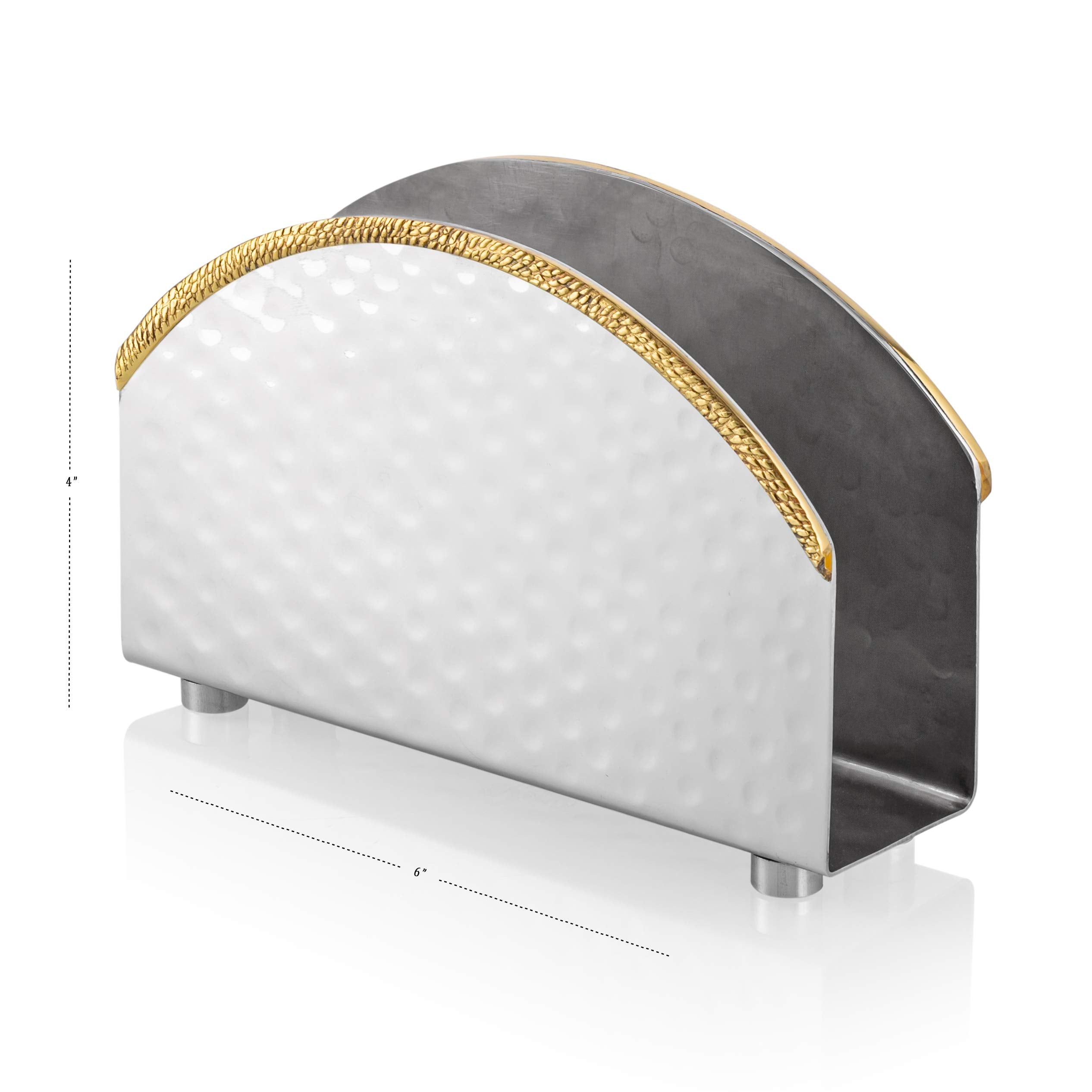 Nickel Napkin Holder With Gold Lined Border