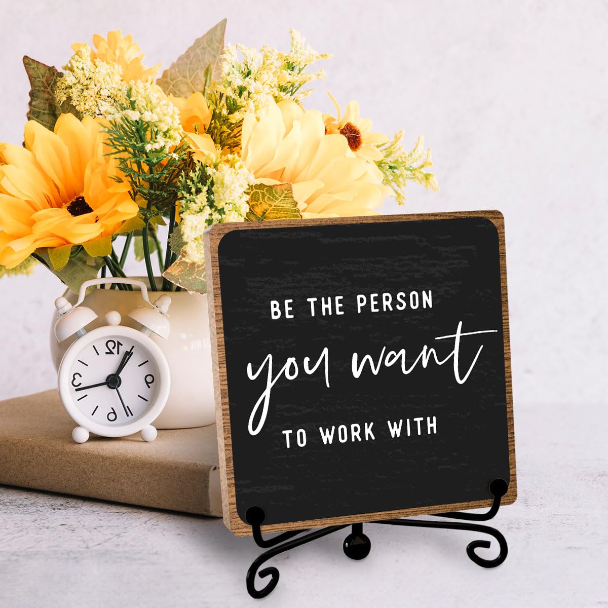Inspirational Office Decor, Be The Person You Want to Work With Plaque, Office Gifts for Women Men Coworker, Motivational Office