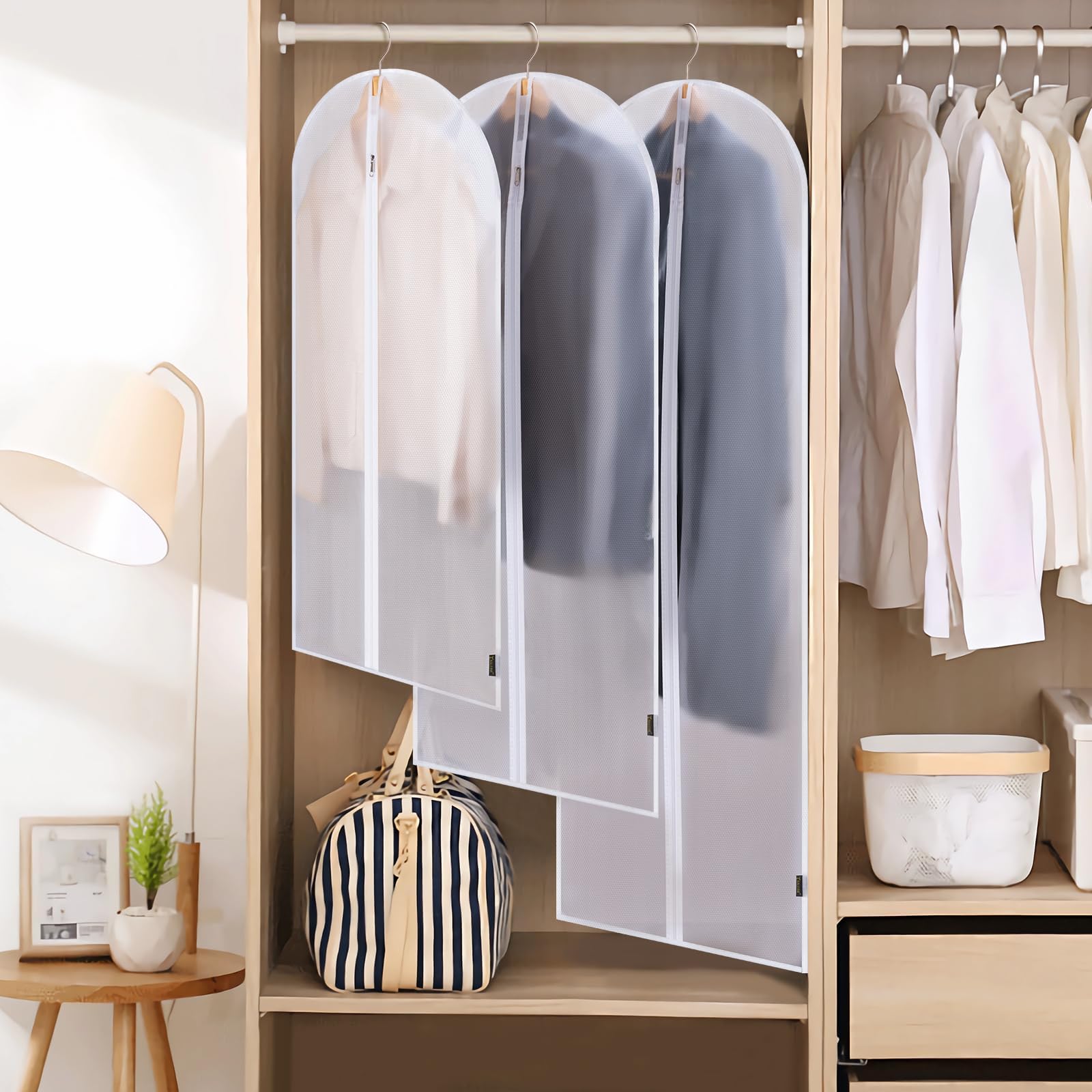 Baleine 60'' Clear Garment Bags, 6 Packs Peva Dress Bag For Closet Clothes Dresses Suit Coats Storage (24''X 60'', 6Pk)